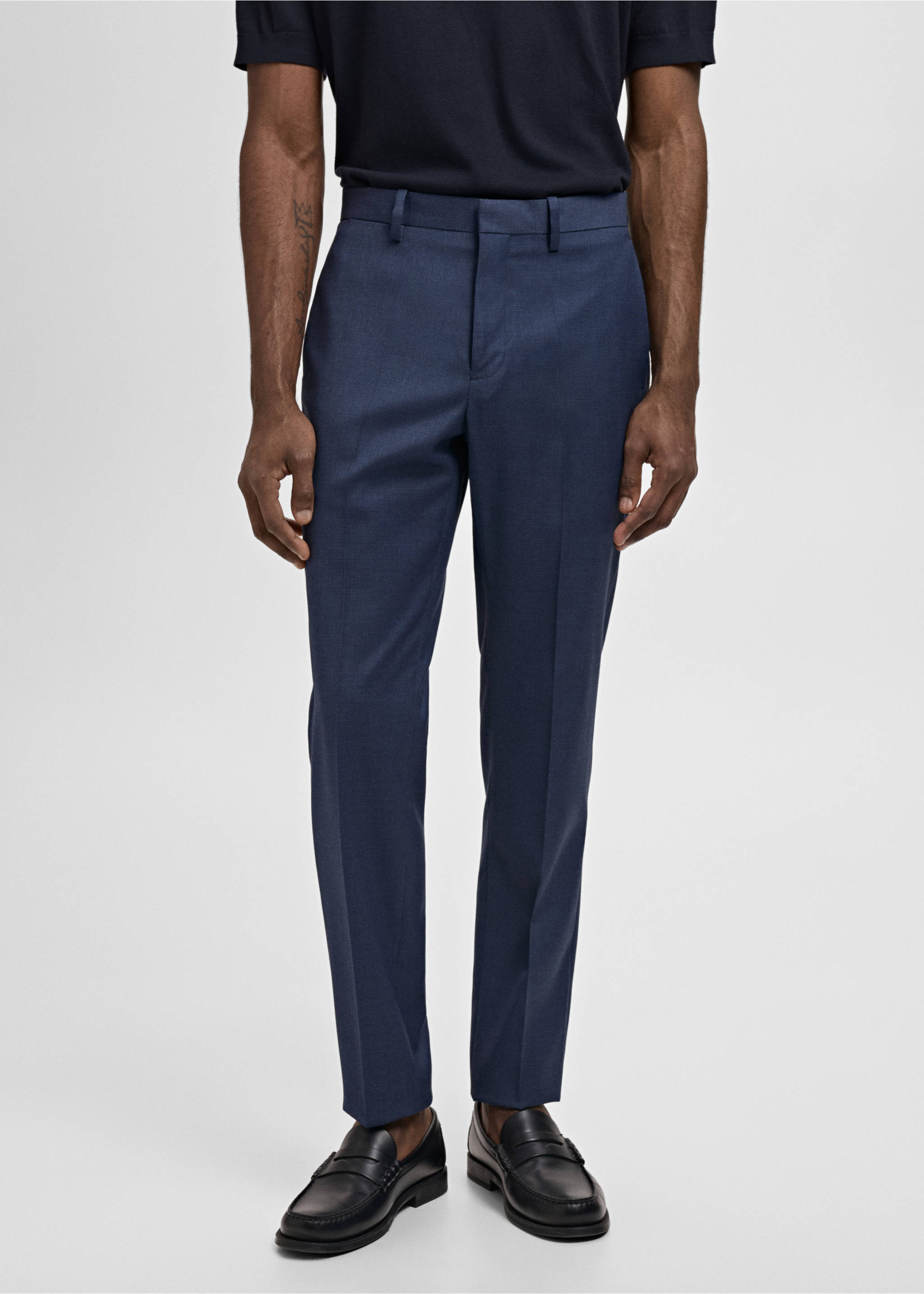 Süper slim fit streç kumaştan kumaş pantolon - Orta plan, Mürekkep Mavisi. Ref: 87010590-00.