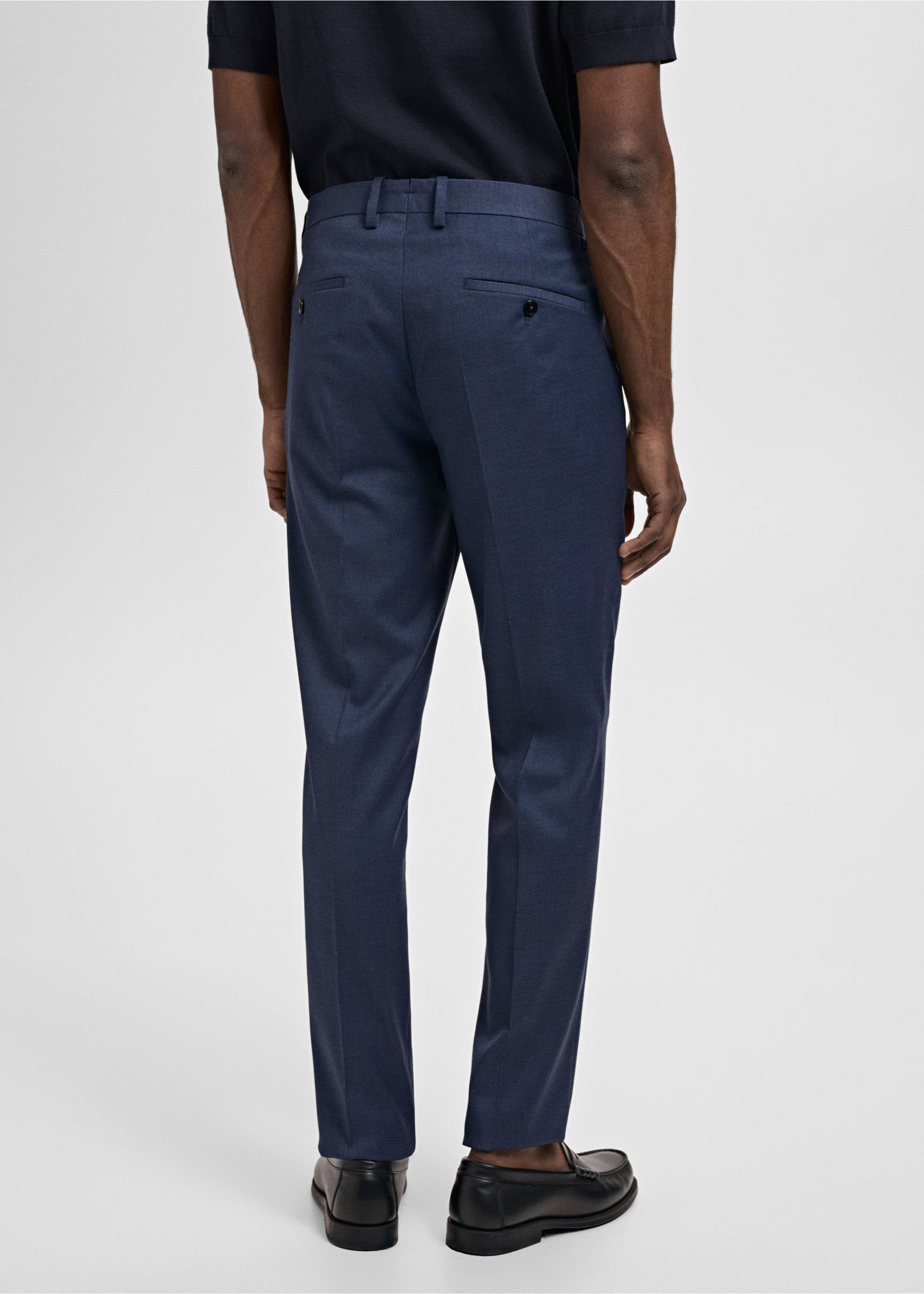 Süper slim fit streç kumaştan kumaş pantolon - Ürünün arkası, Mürekkep Mavisi. Ref: 87010590-00.