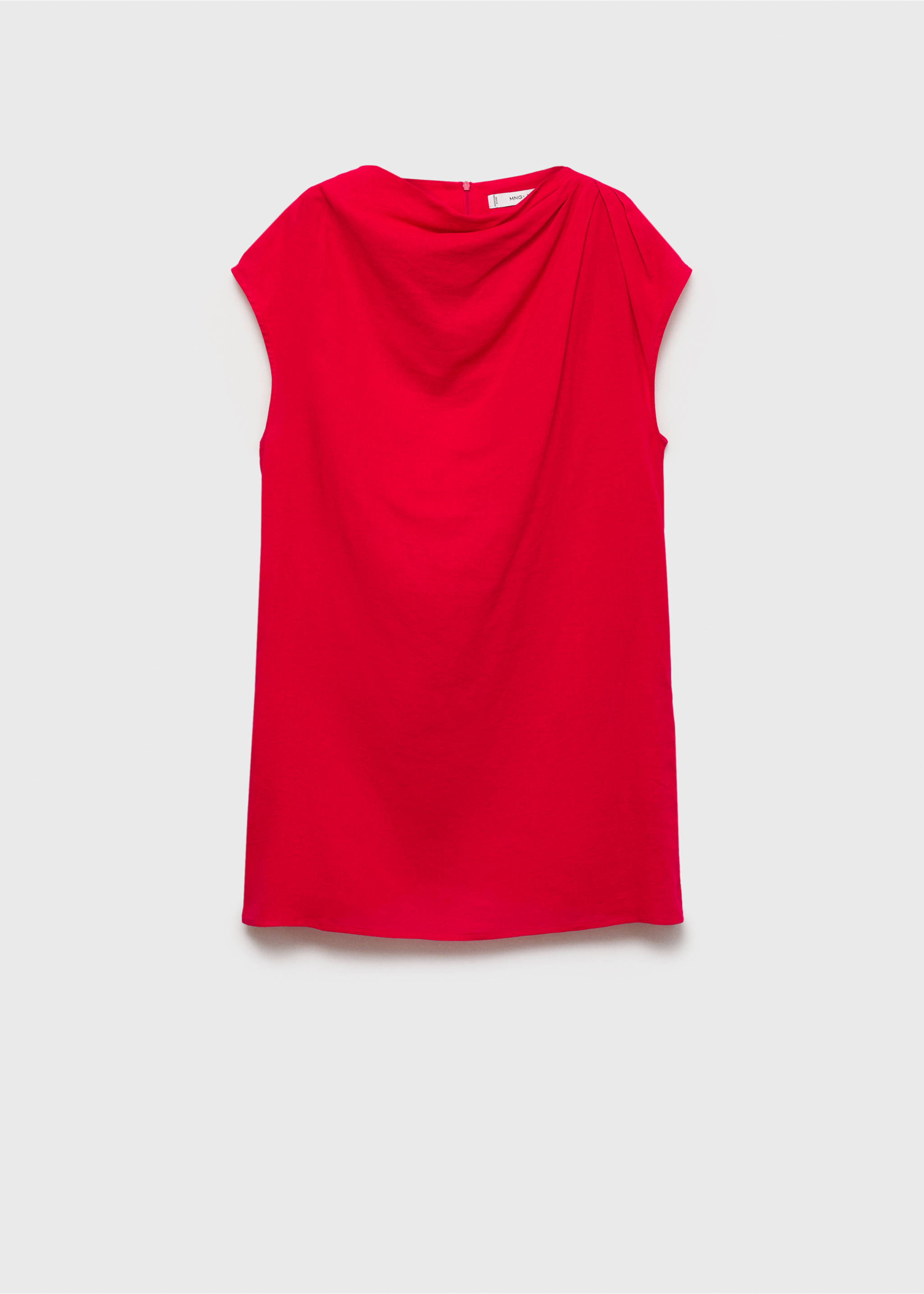 Robe lin col bénitier - Article sans modèle, Rouge. Ref: 87010591-00.