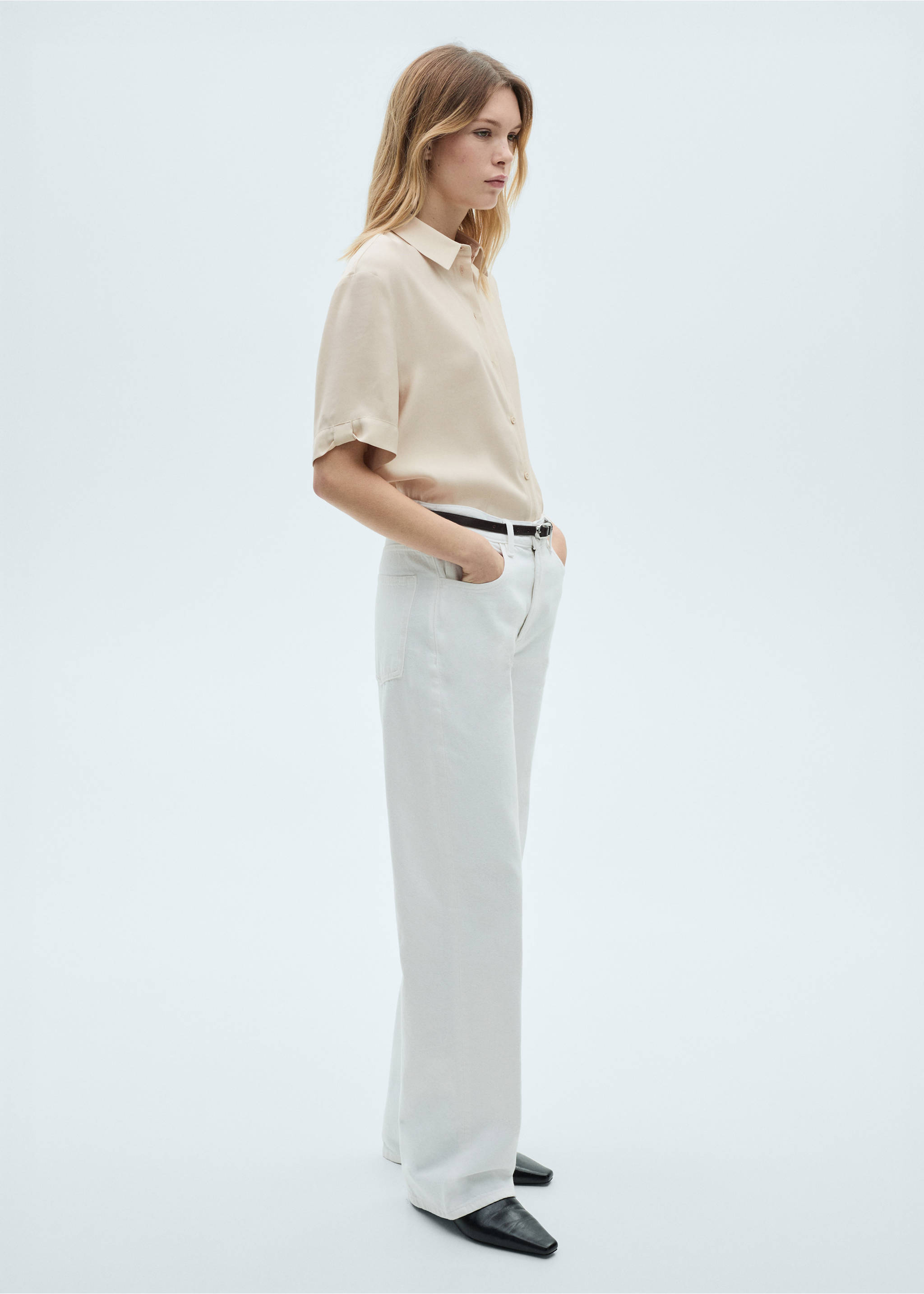 Short sleeve fluid shirt - General plane, Beige. Ref: 87010592-00.