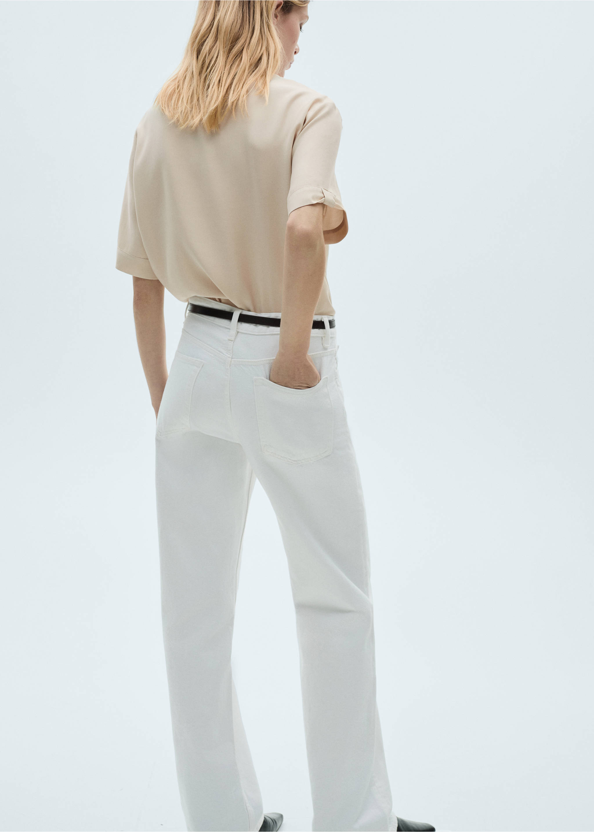 Short sleeve fluid shirt - Reverse of the article, Beige. Ref: 87010592-00.