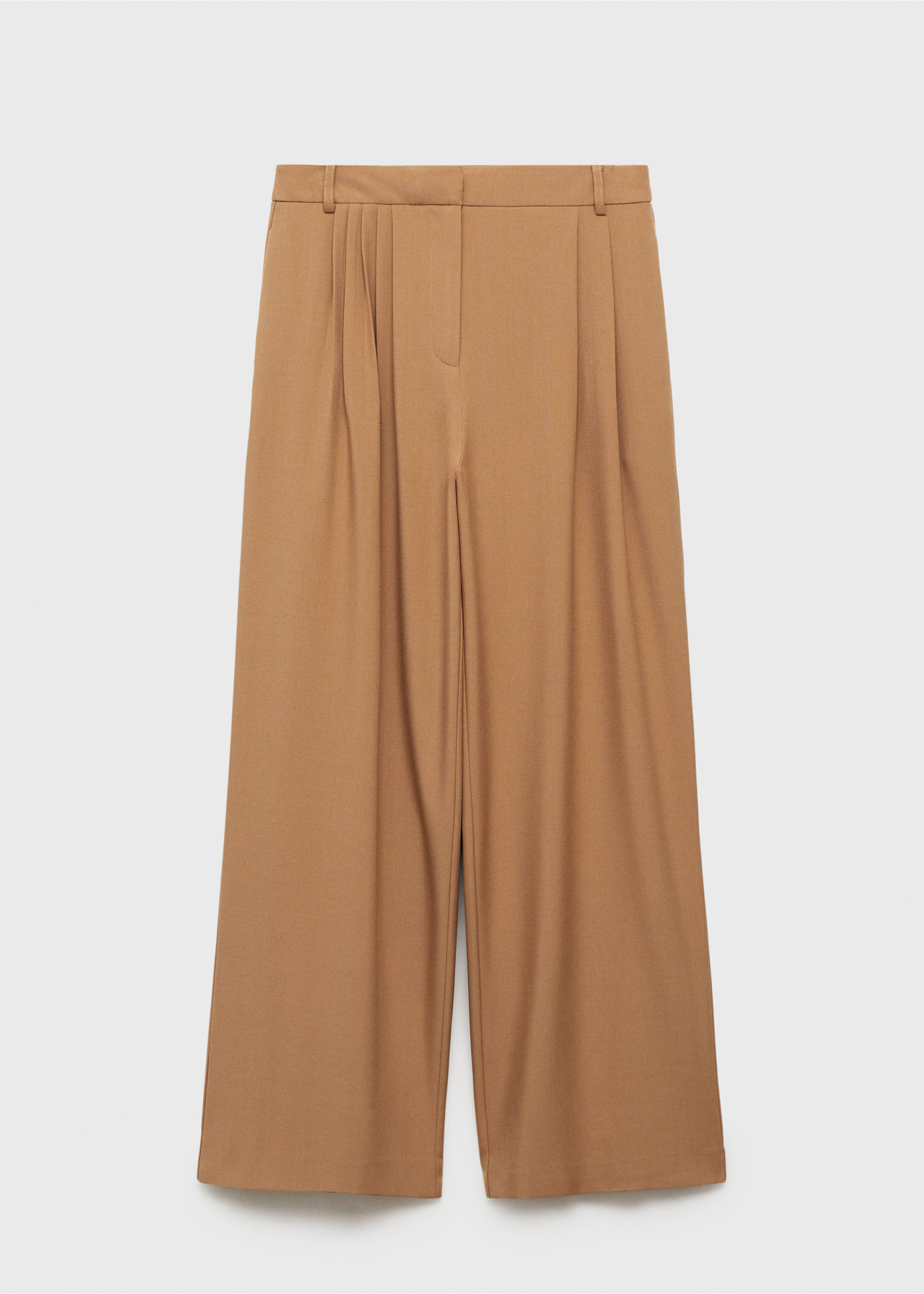 Wide leg pleated trousers - Article without model, Medium Brown. Ref: 87010593-00.