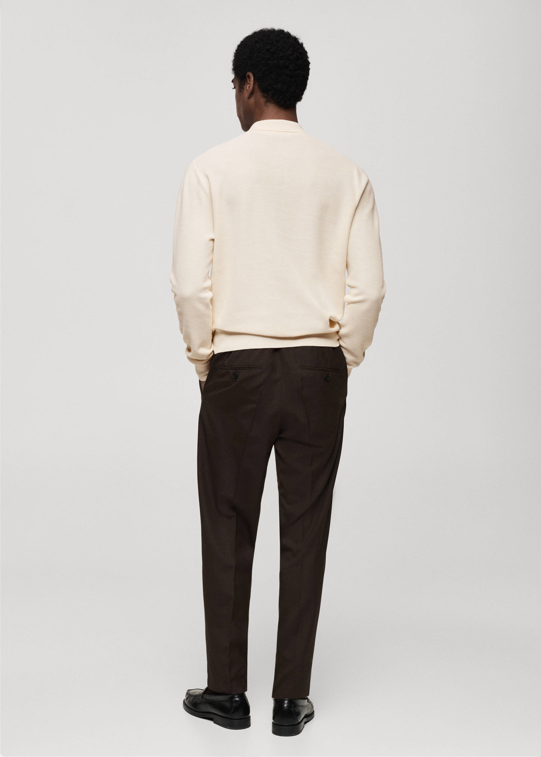 Micro-structured cotton knitted polo shirt - Reverse of the article