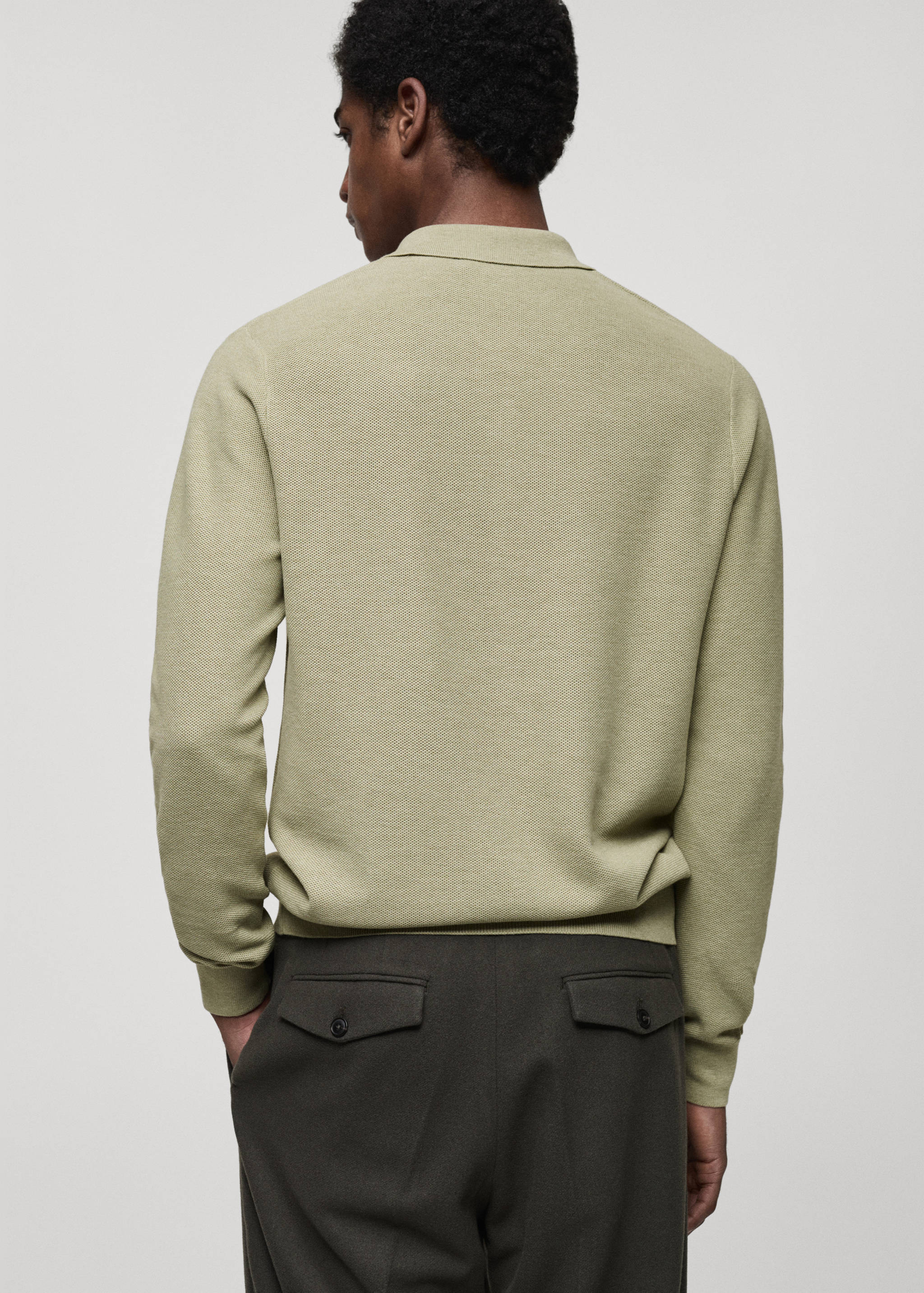 Micro-structured cotton knitted polo shirt - Reverse of the article