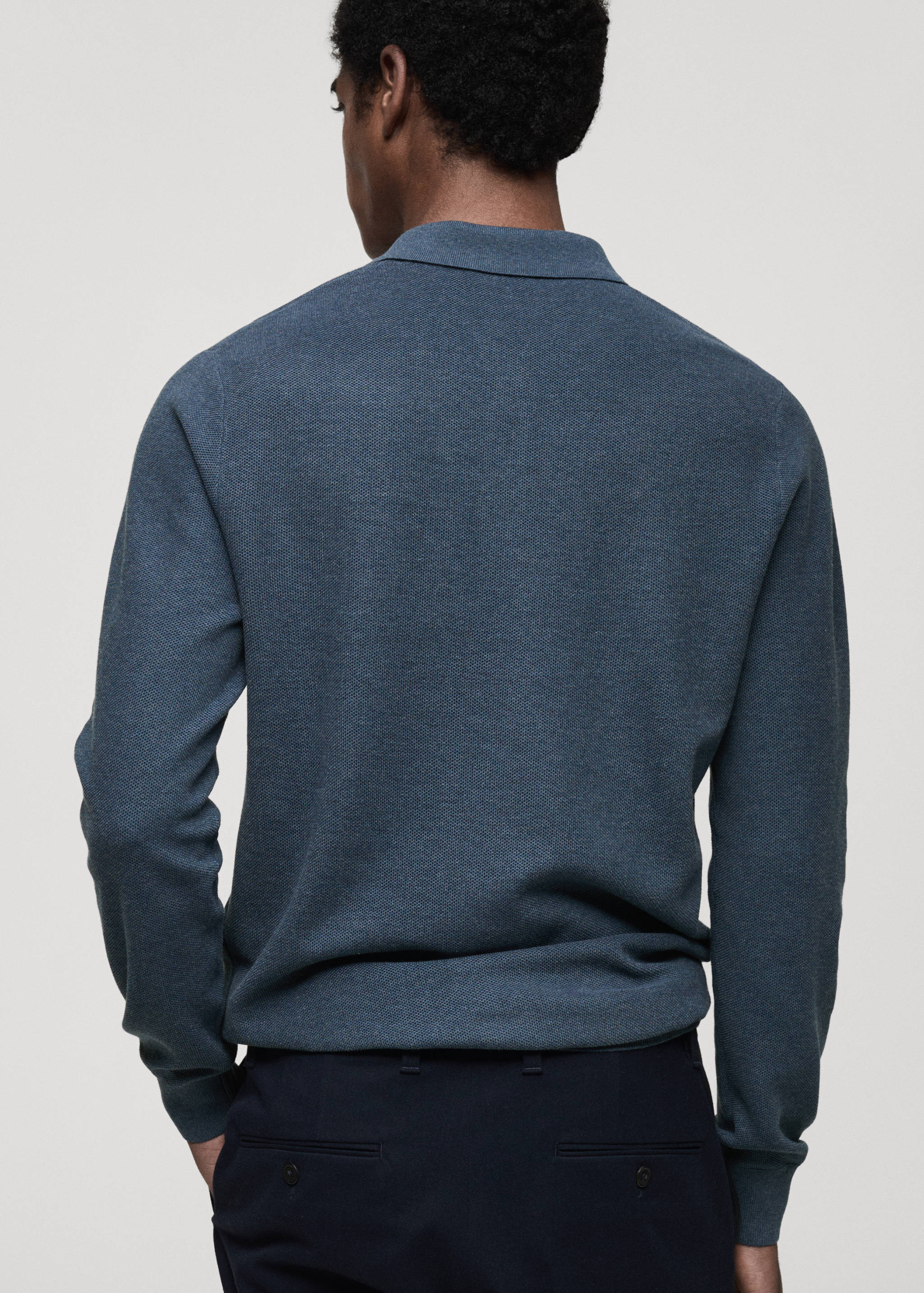 Micro-structured cotton knitted polo shirt - Reverse of the article