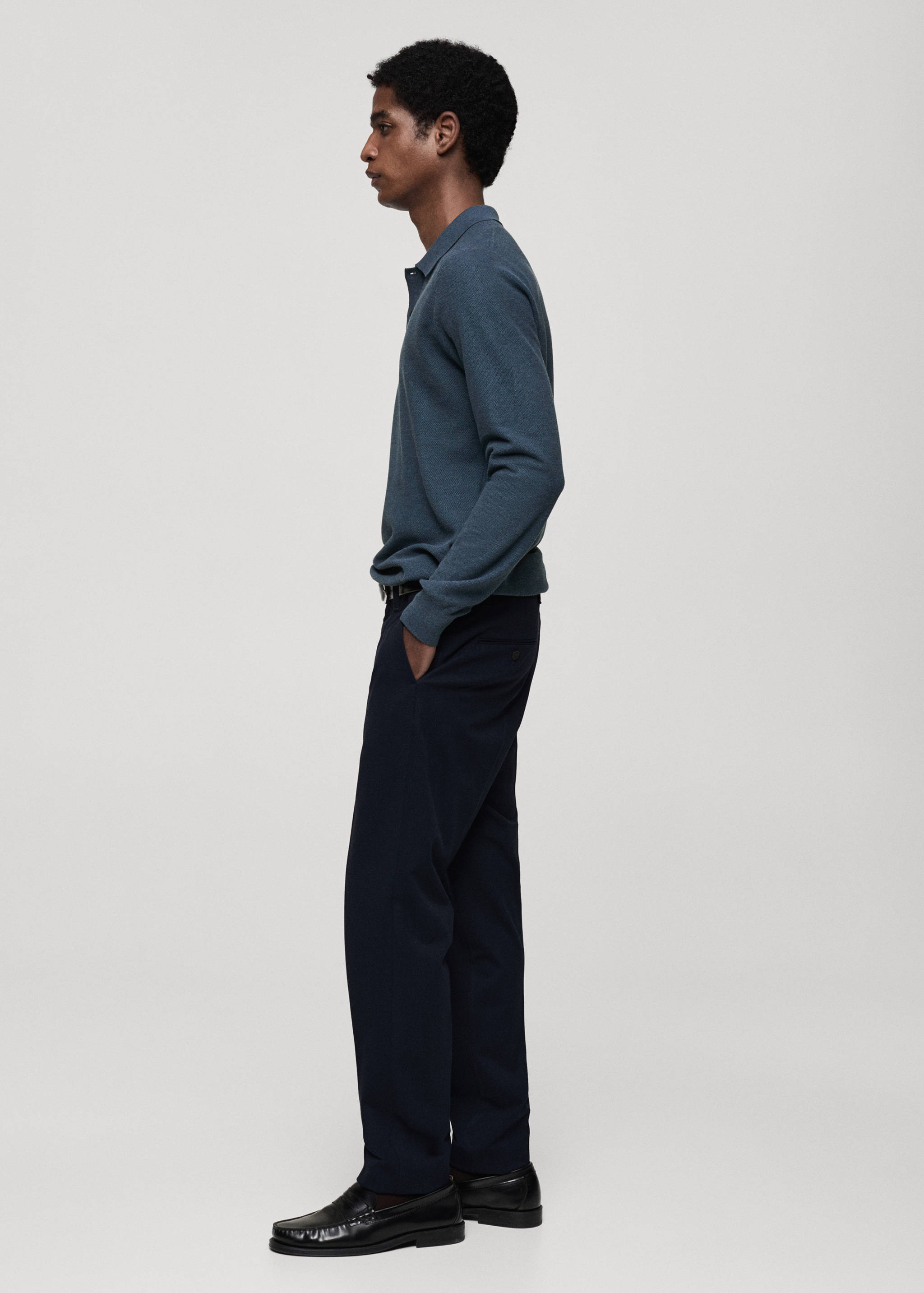 Micro-structured cotton knitted polo shirt - Details of the article 2