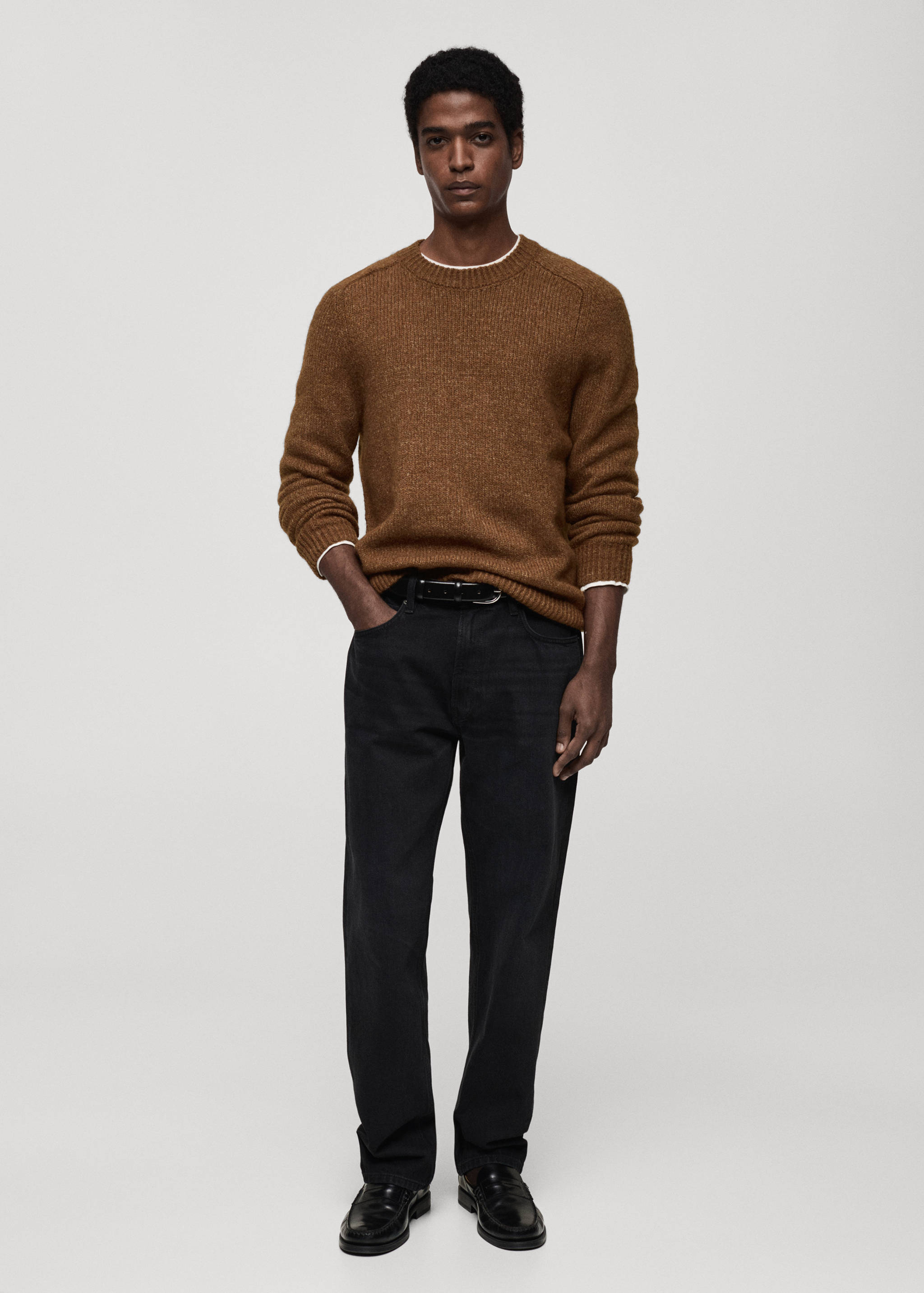 Wool and cotton-blend knitted sweater - General plane
