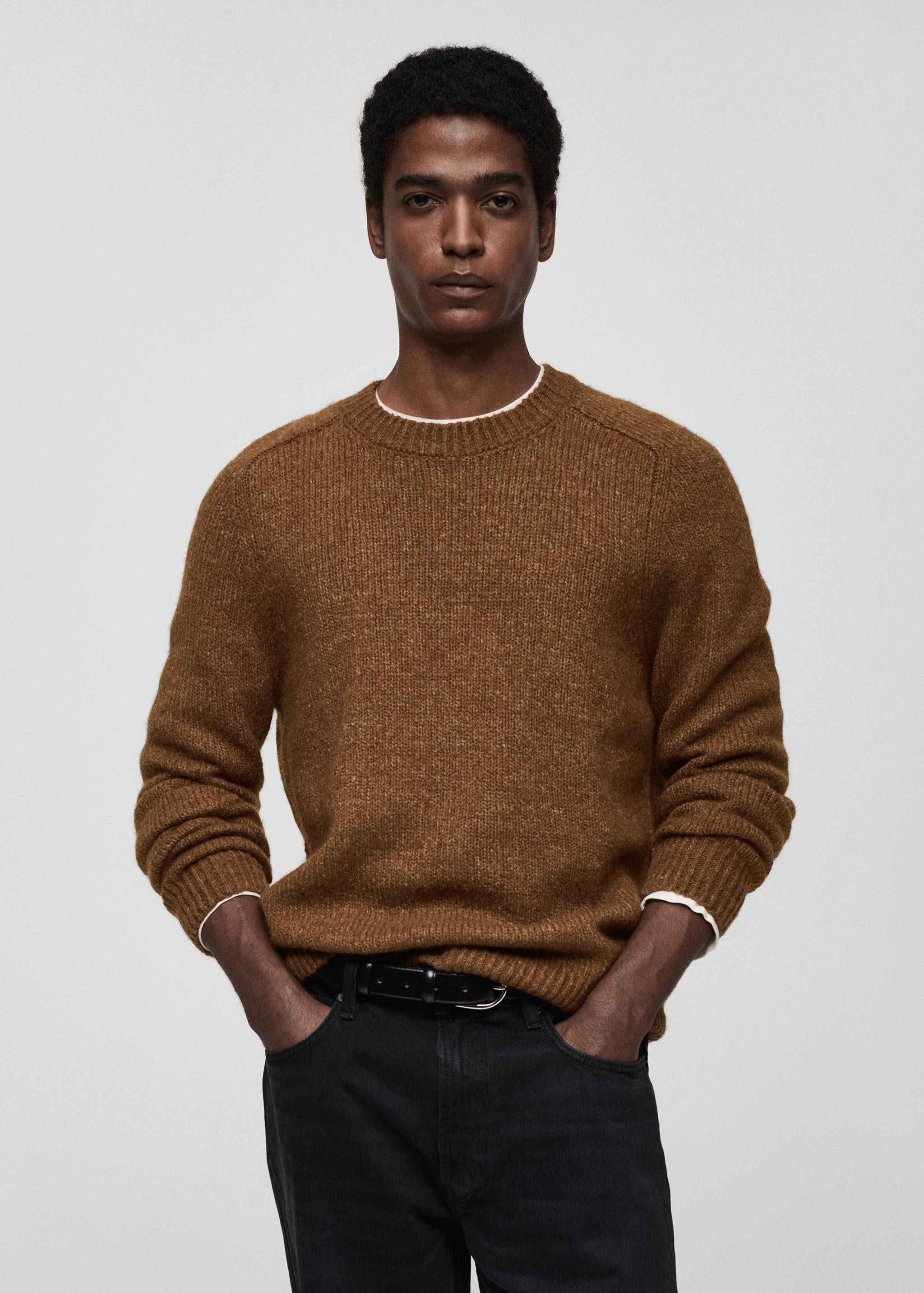 Wool and cotton-blend knitted sweater - Medium plane