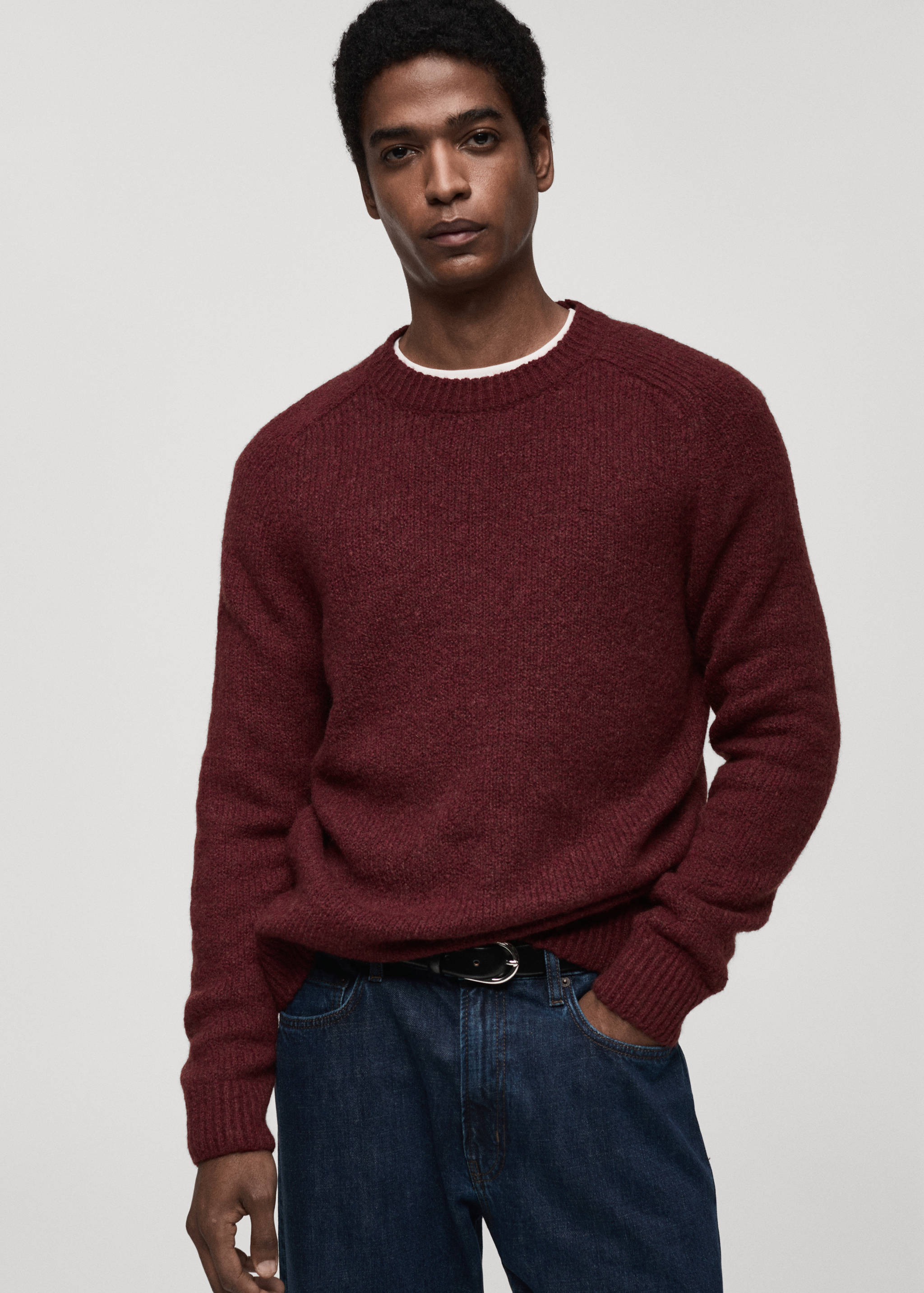 Wool and cotton-blend knitted sweater - Medium plane
