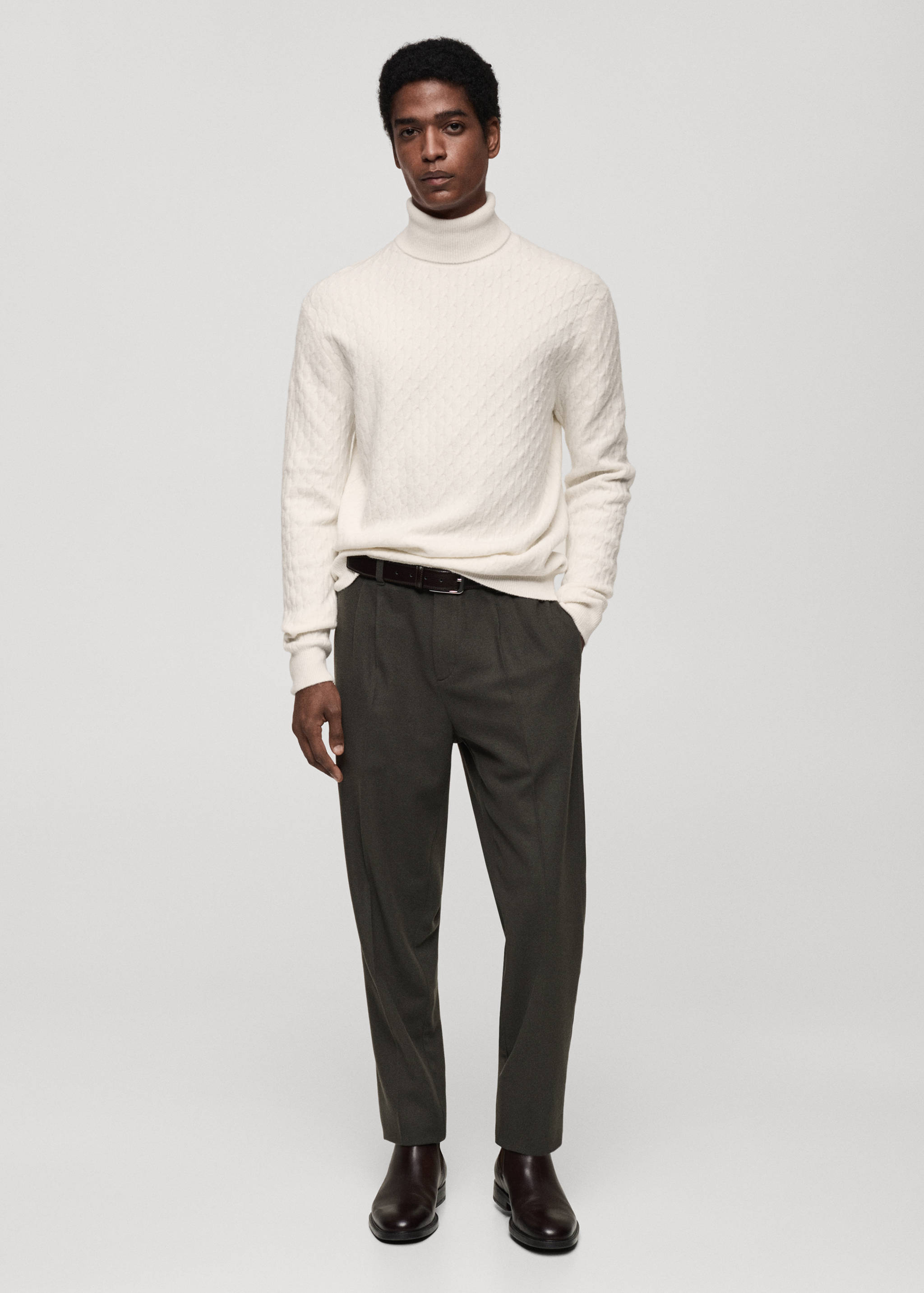 Jersey punto estructura cuello alto - Plano general