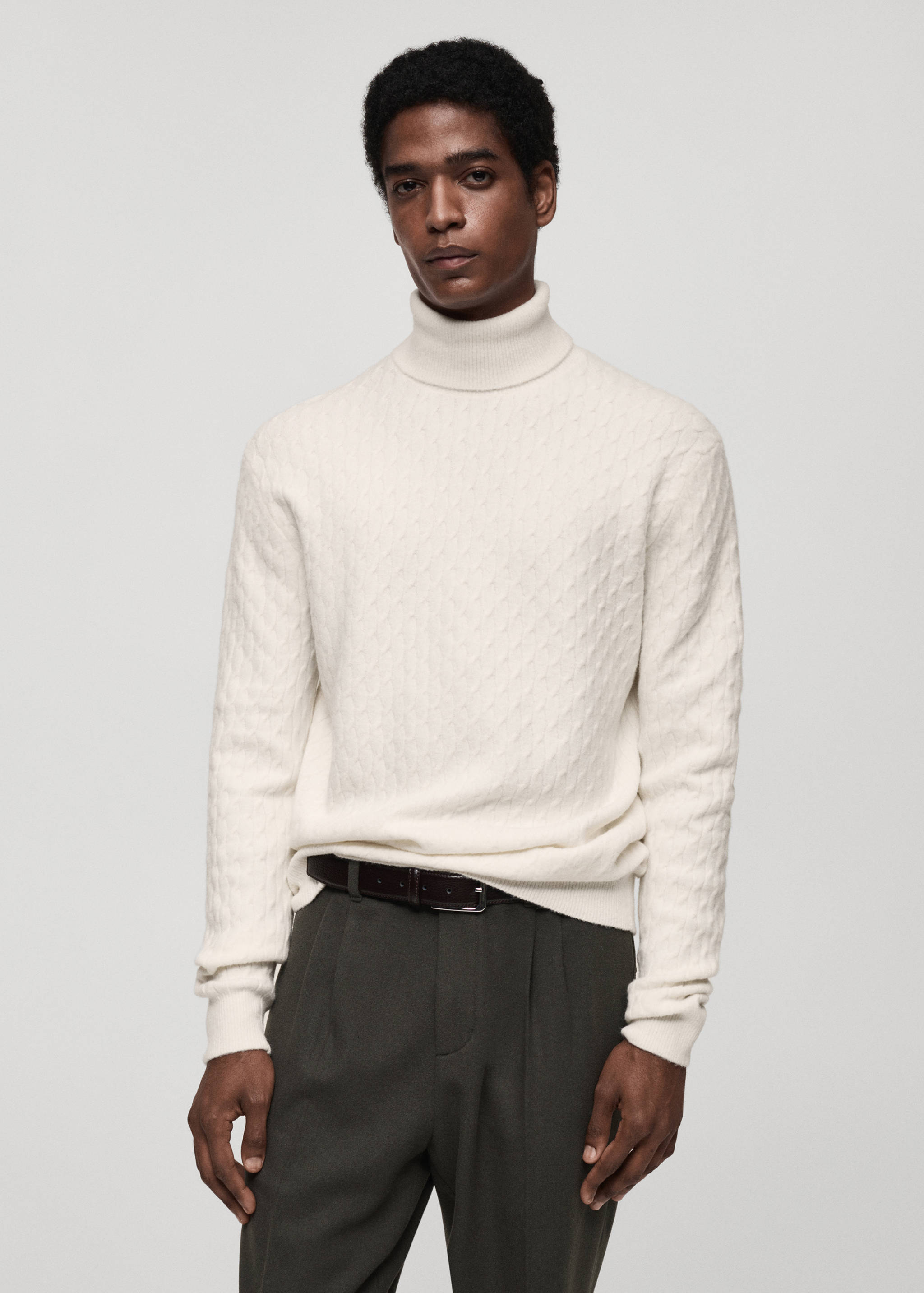 Jersey punto estructura cuello alto - Plano medio