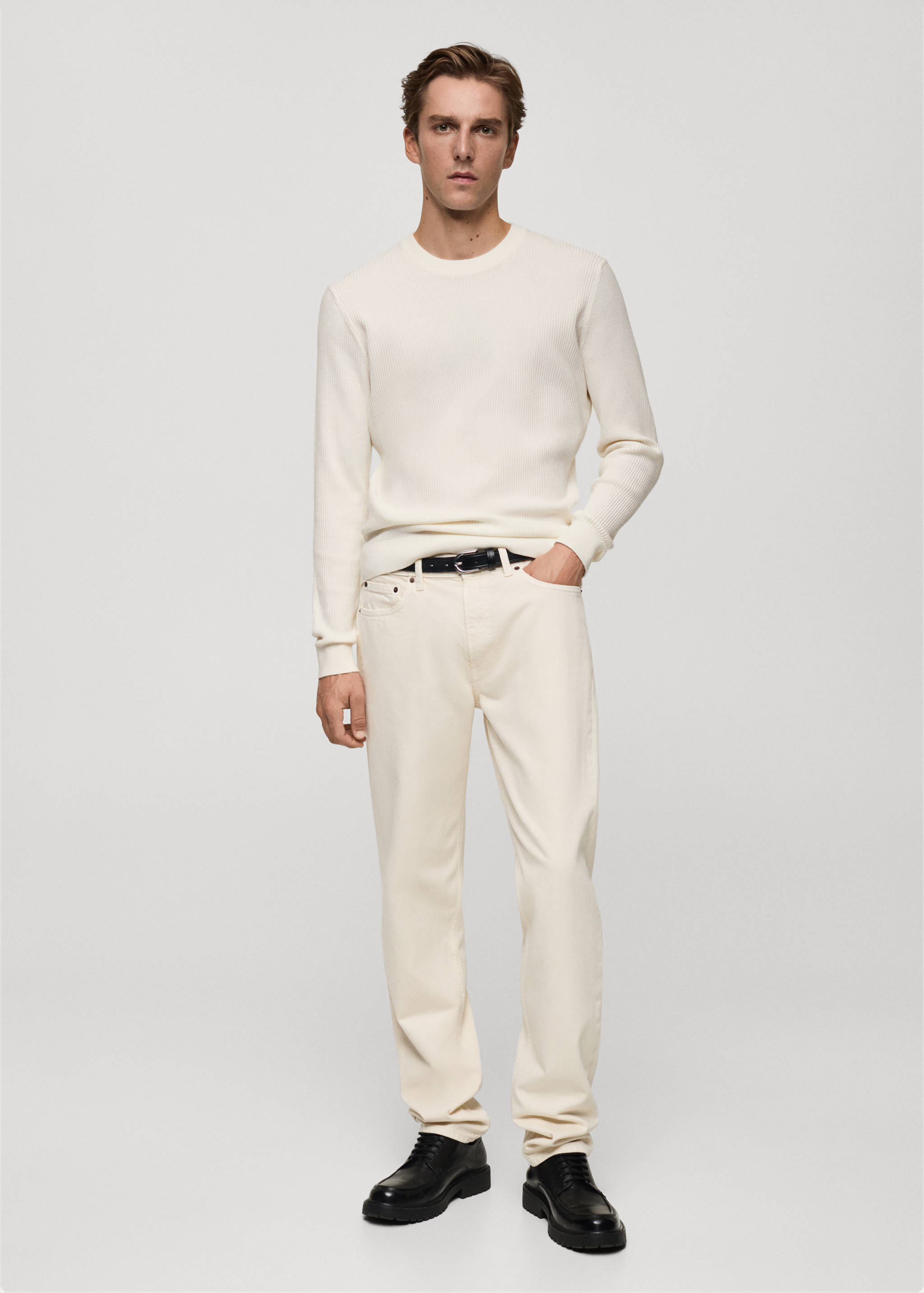 Fine rib-knit cotton sweater - General plane