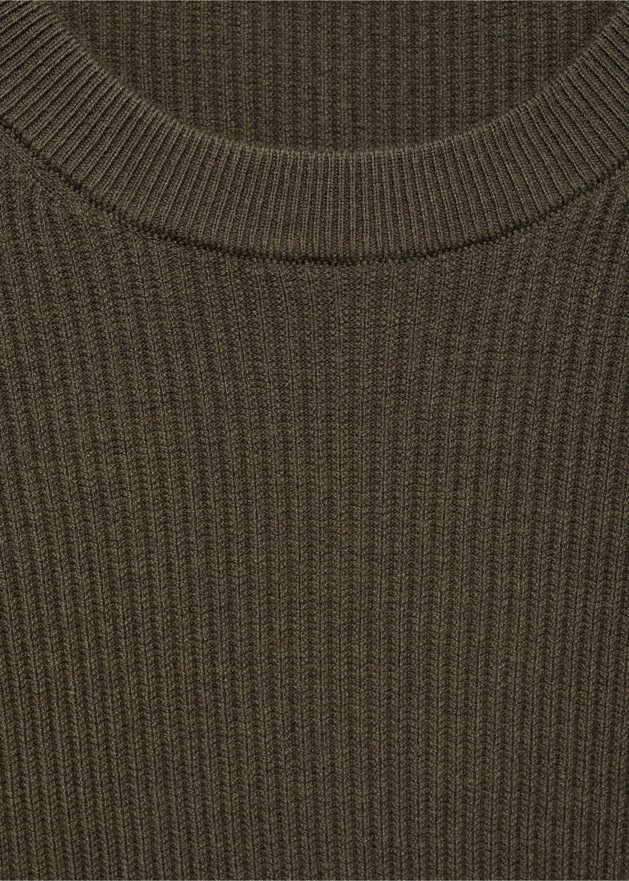 Fine rib-knit cotton sweater - Details of the article 8, Khaki. Ref: 87010610-00.