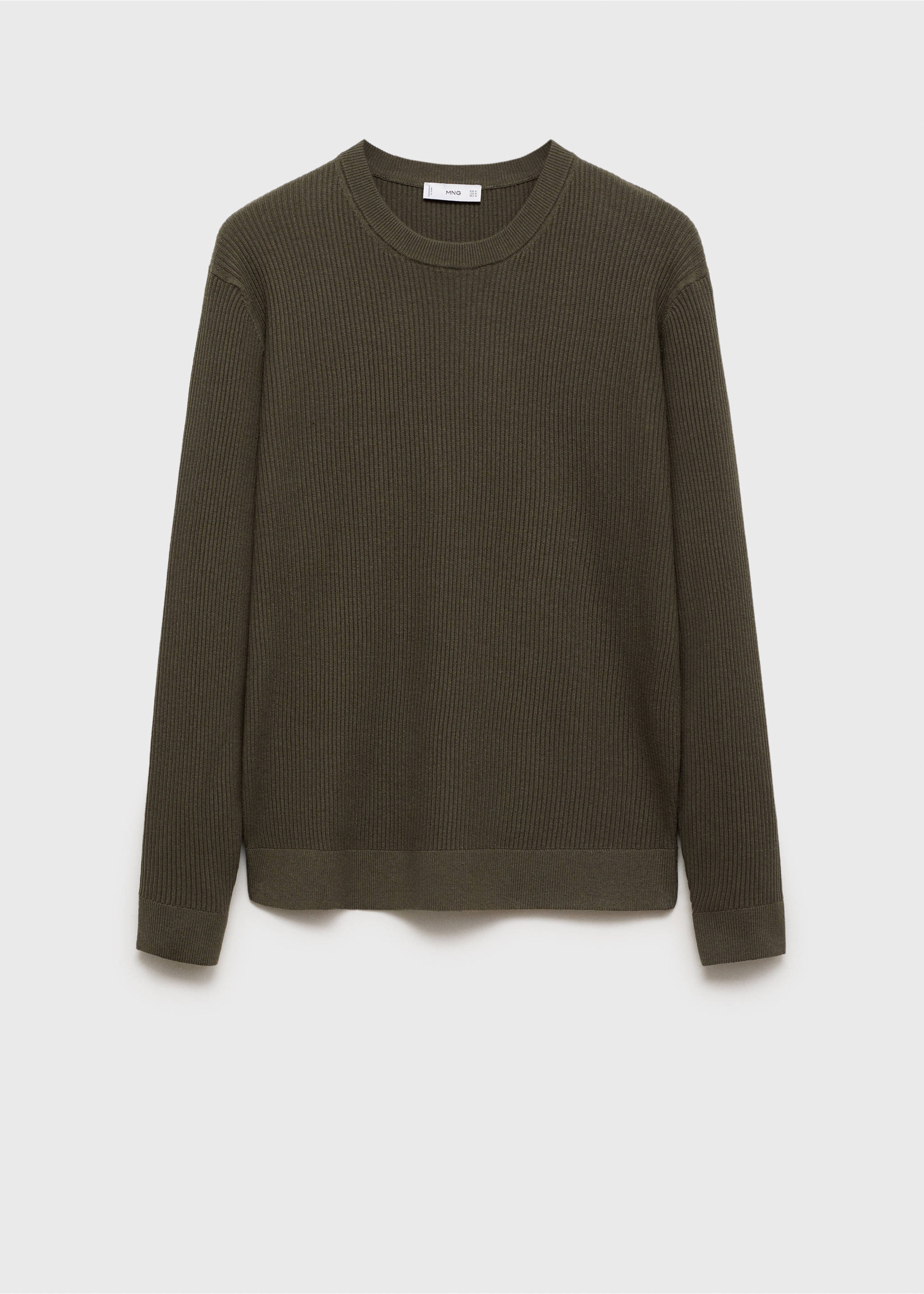 Fine rib-knit cotton sweater - Article without model, Khaki. Ref: 87010610-00.