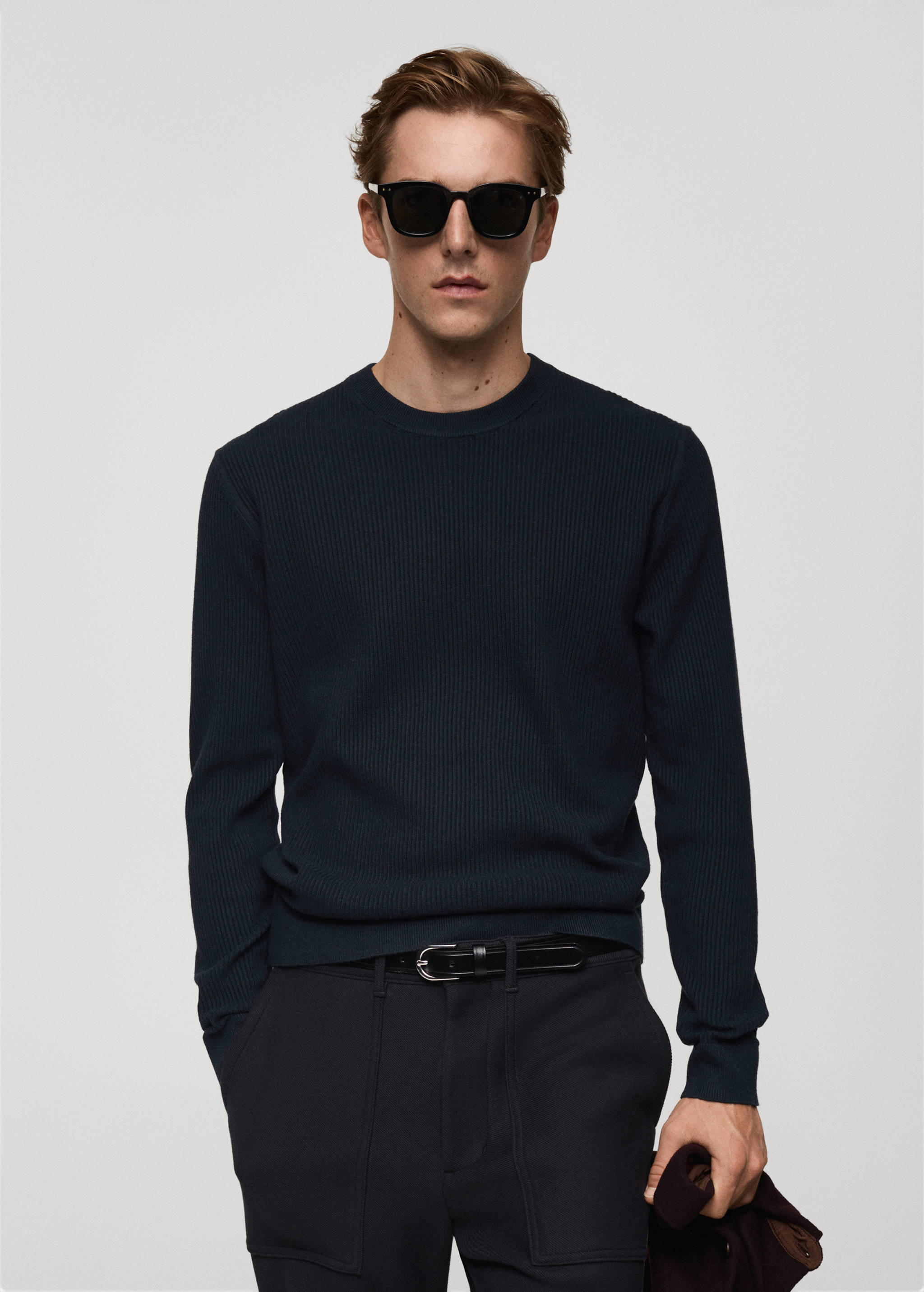 Fine rib-knit cotton sweater - Medium plane