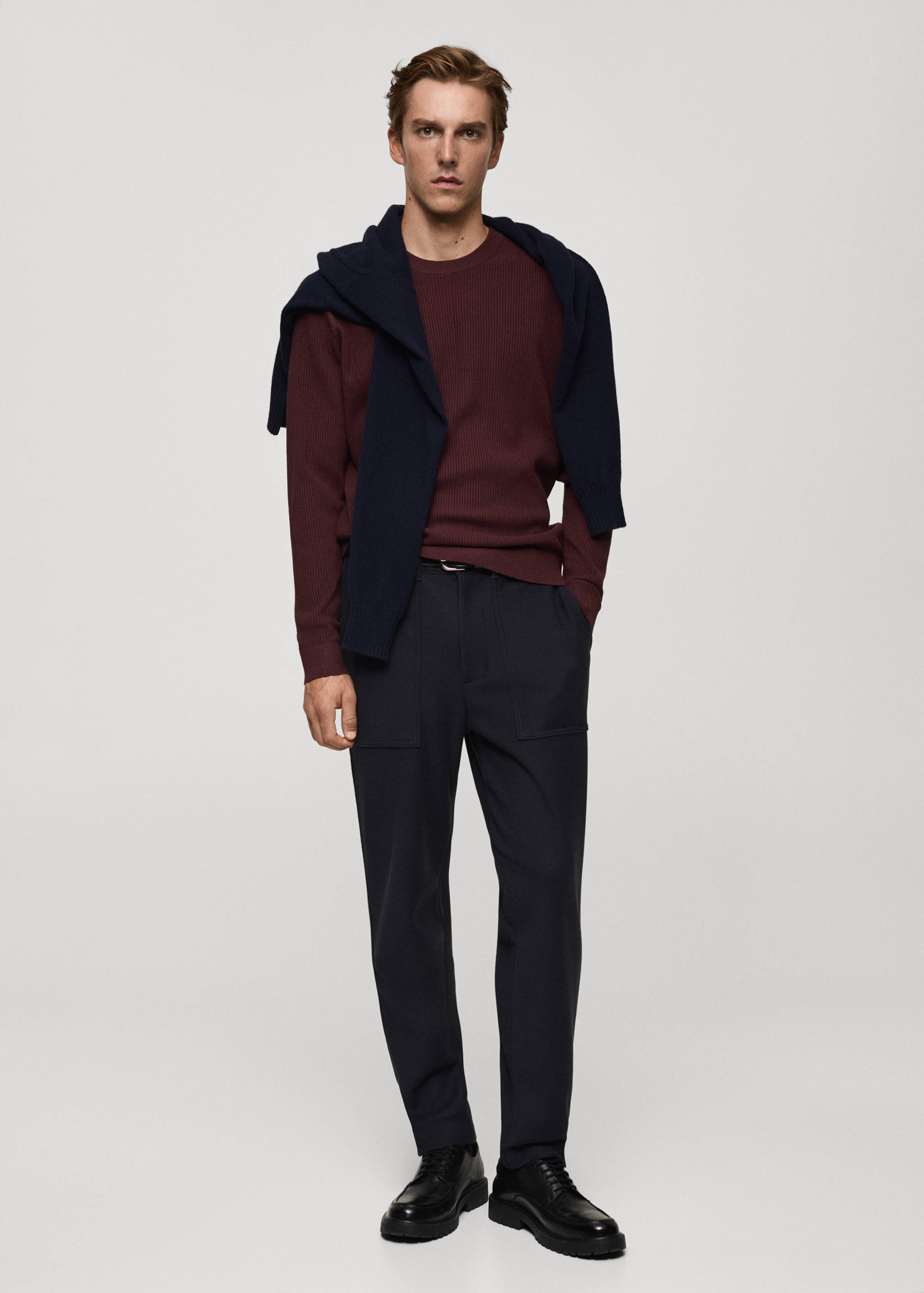 Fine rib-knit cotton sweater - General plane