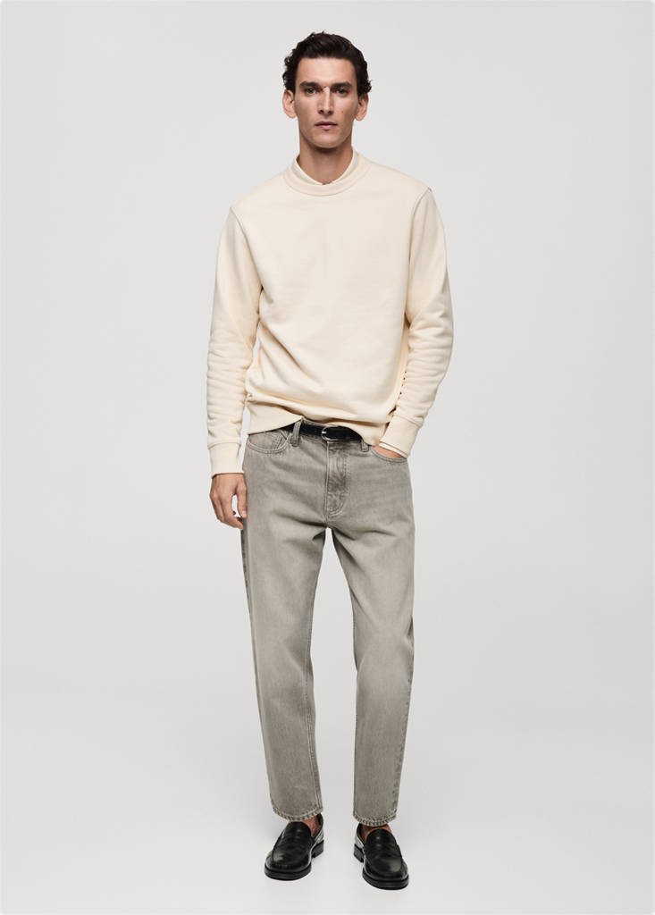 Regular-fit cotton sweatshirt — Ecru
