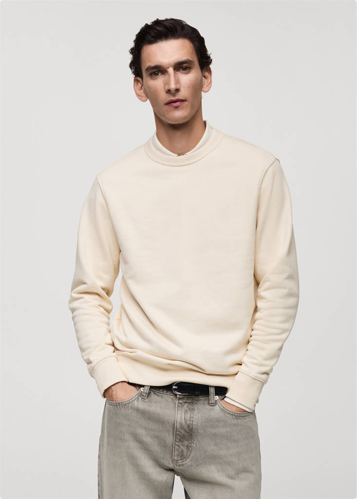 Regular-fit cotton sweatshirt — Ecru
