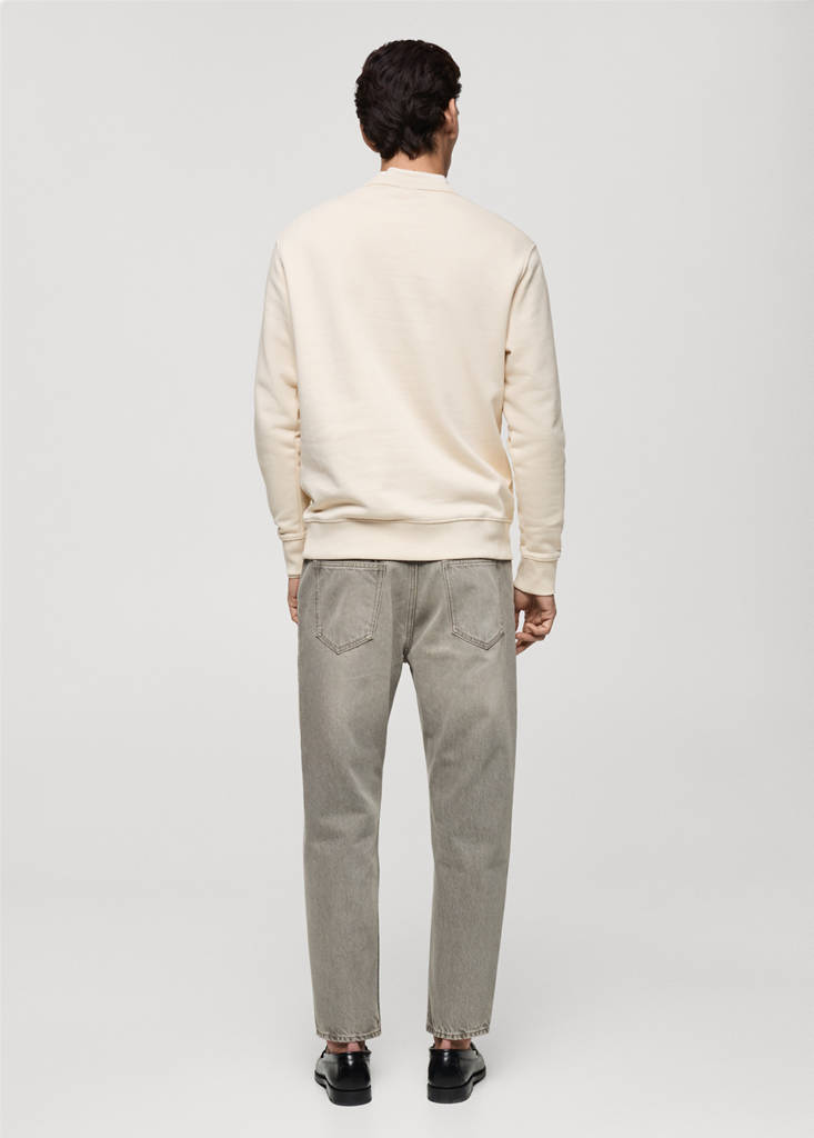 Regular-fit cotton sweatshirt — Ecru