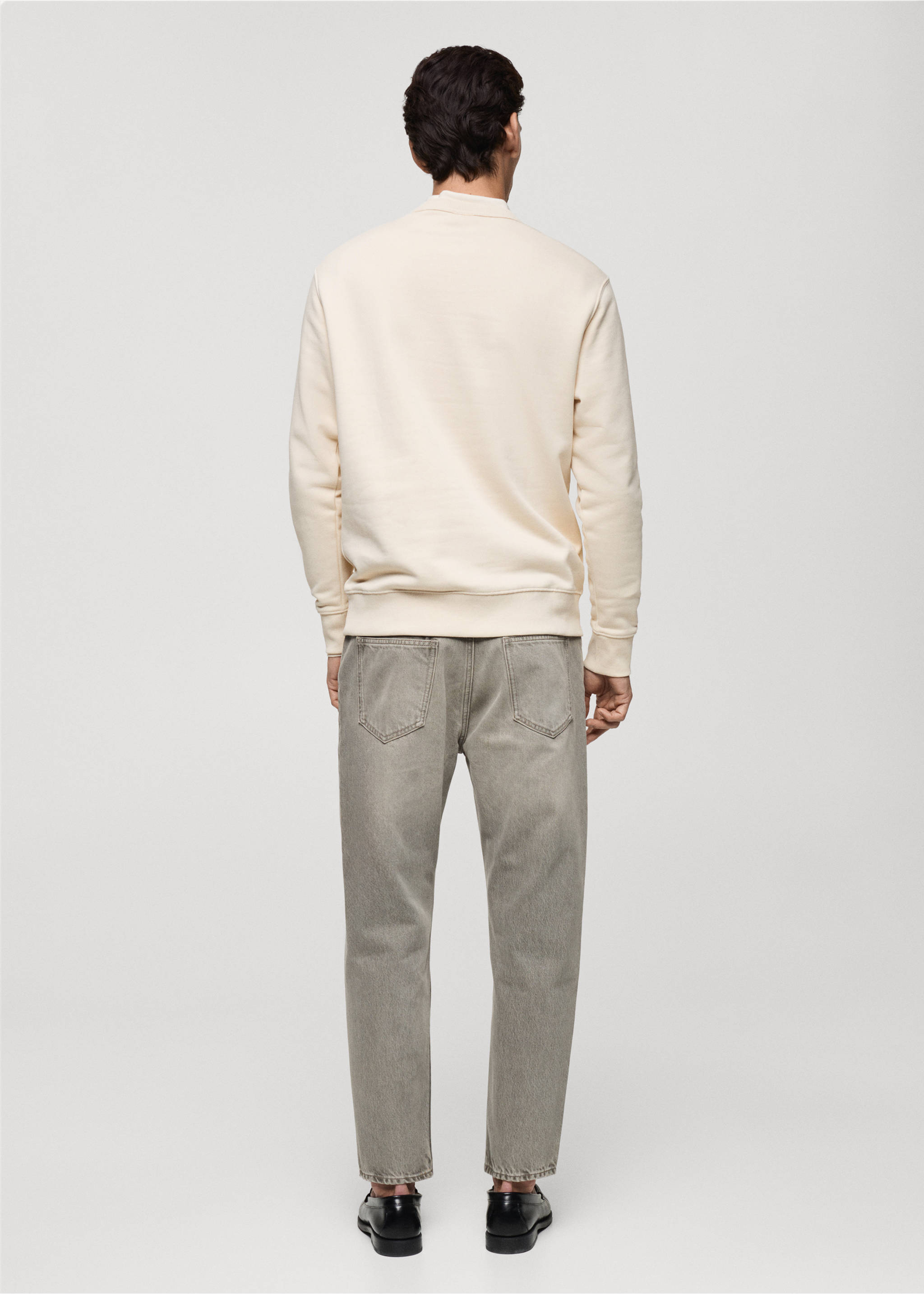Regular kesim pamuklu sweatshirt - Ürünün arkası, Ekrü. Ref: 87010620-00.