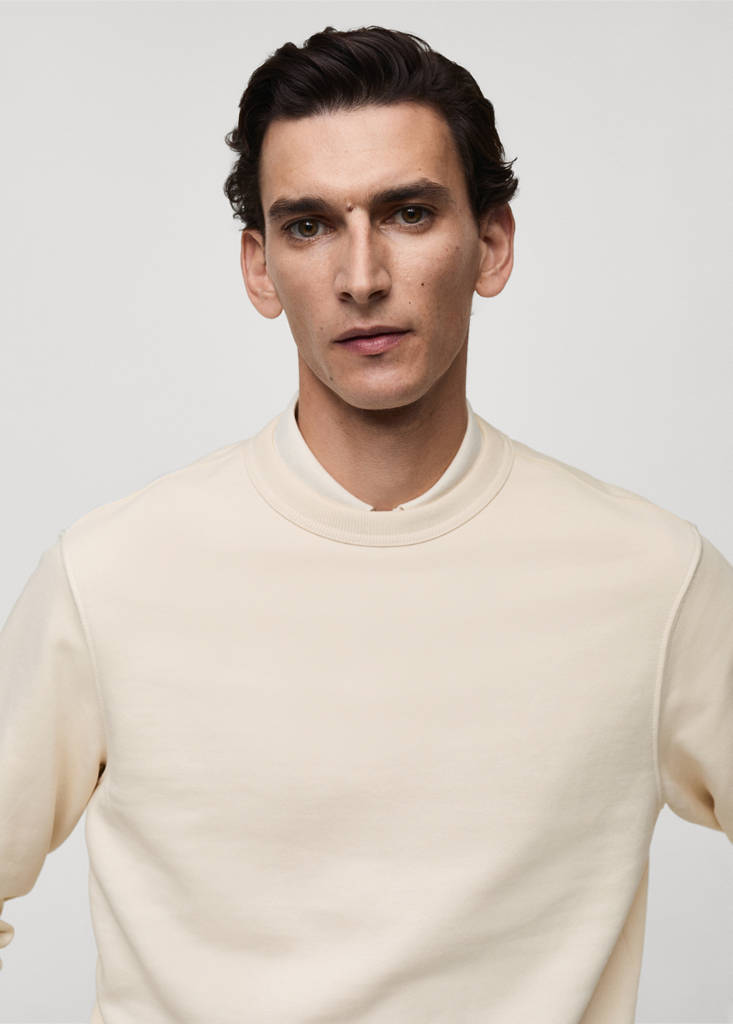 Regular-fit cotton sweatshirt — Ecru