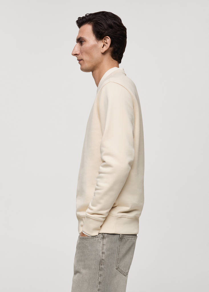 Regular-fit cotton sweatshirt — Ecru
