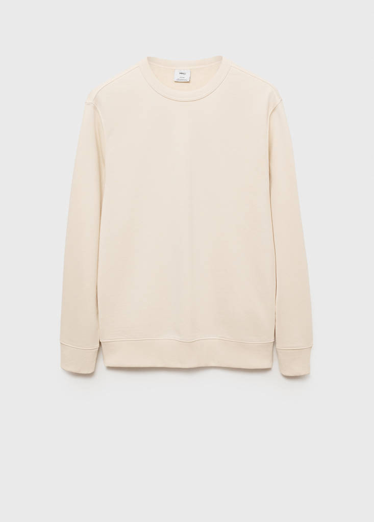 Regular-fit cotton sweatshirt — Ecru