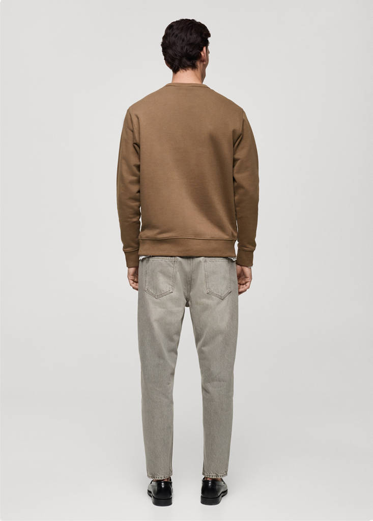 Regular-fit cotton sweatshirt — Medium Brown