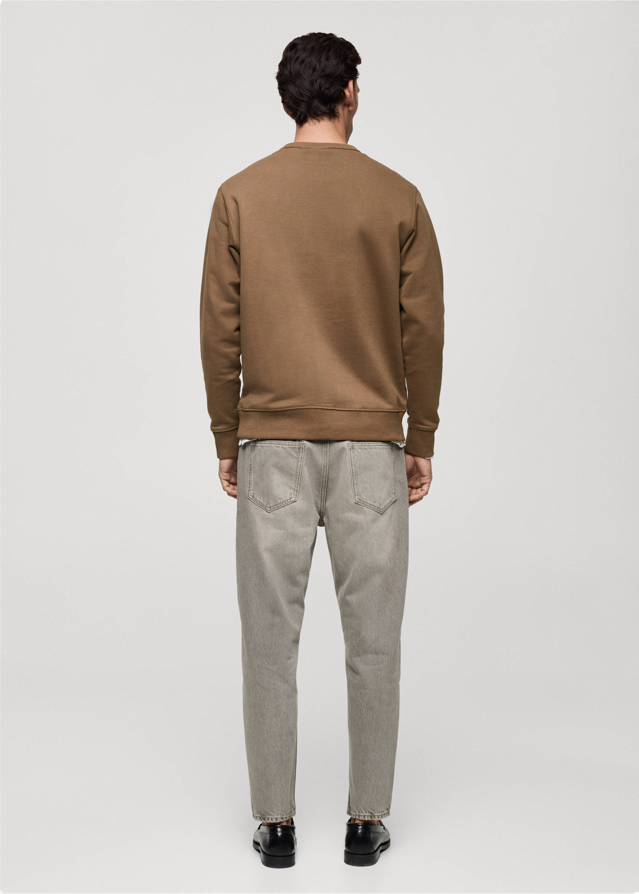 Regular kesim pamuklu sweatshirt - Ürünün arkası, Orta Kahverengi. Ref: 87010620-00.