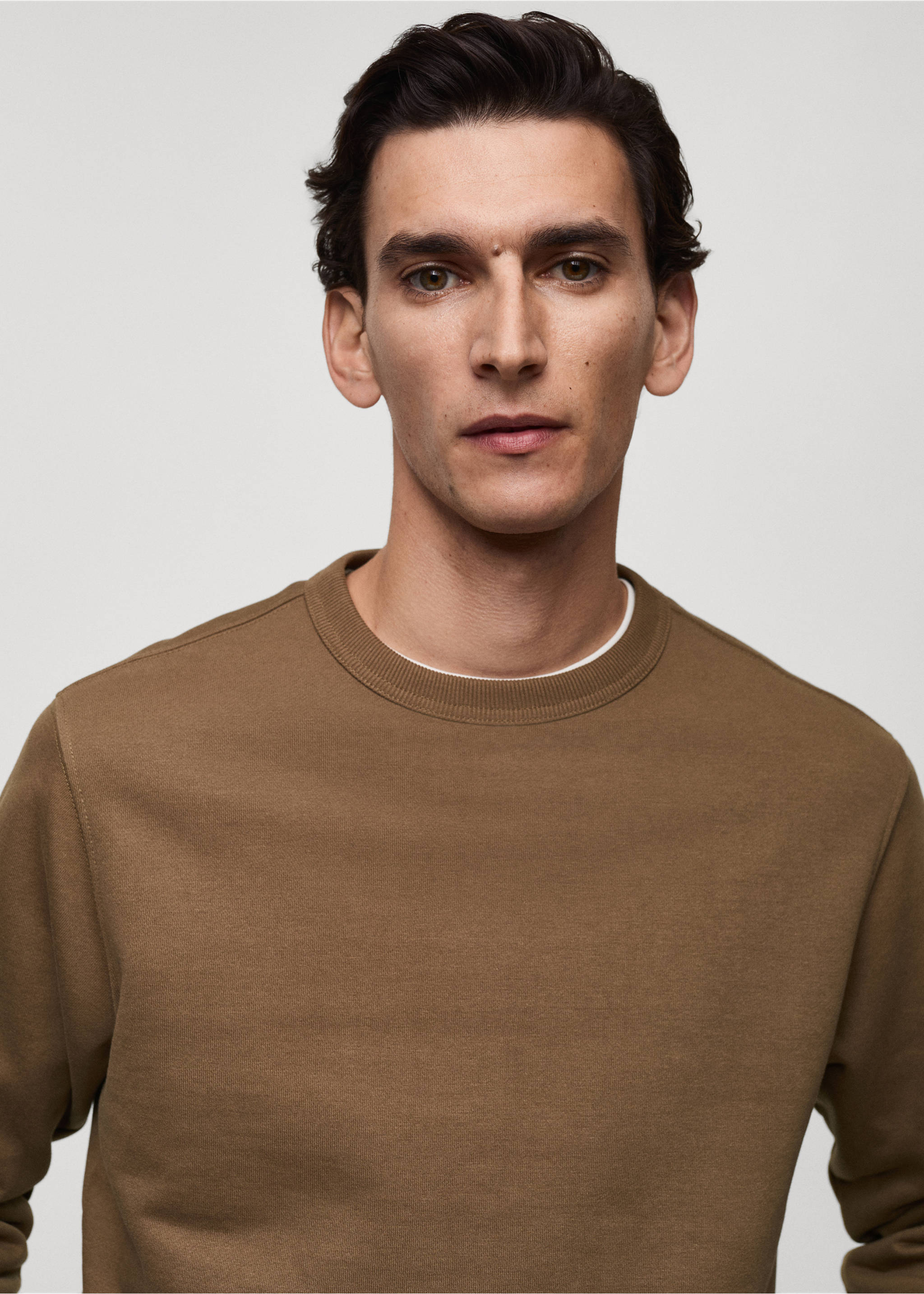 Regular kesim pamuklu sweatshirt - Ürün detayı 1, Orta Kahverengi. Ref: 87010620-00.