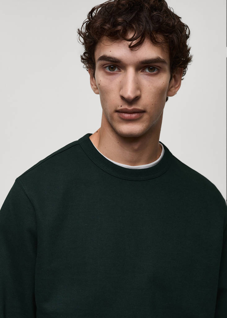Regular-fit cotton sweatshirt — Green
