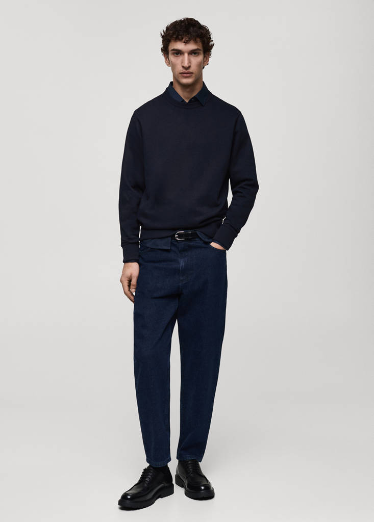 Regular-fit cotton sweatshirt — Dark Navy