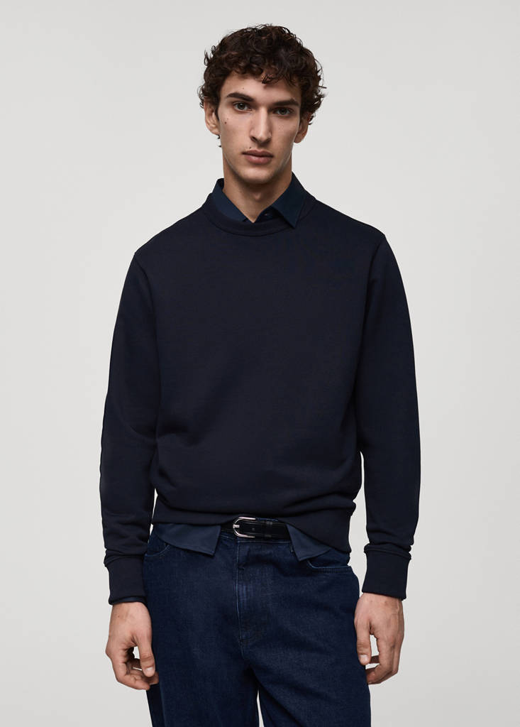 Regular-fit cotton sweatshirt — Dark Navy