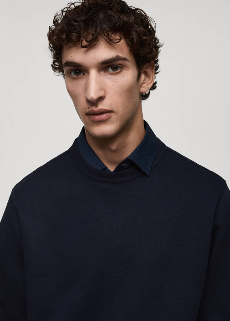 Regular-fit cotton sweatshirt — Dark Navy