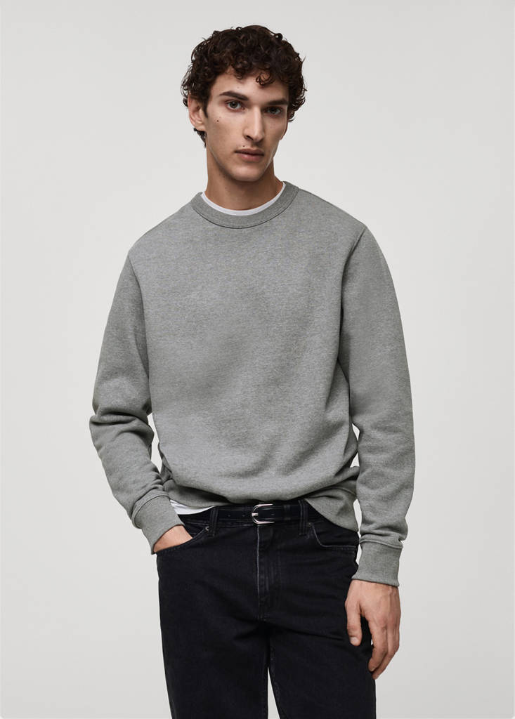 Regular-fit cotton sweatshirt — Medium Heather Grey