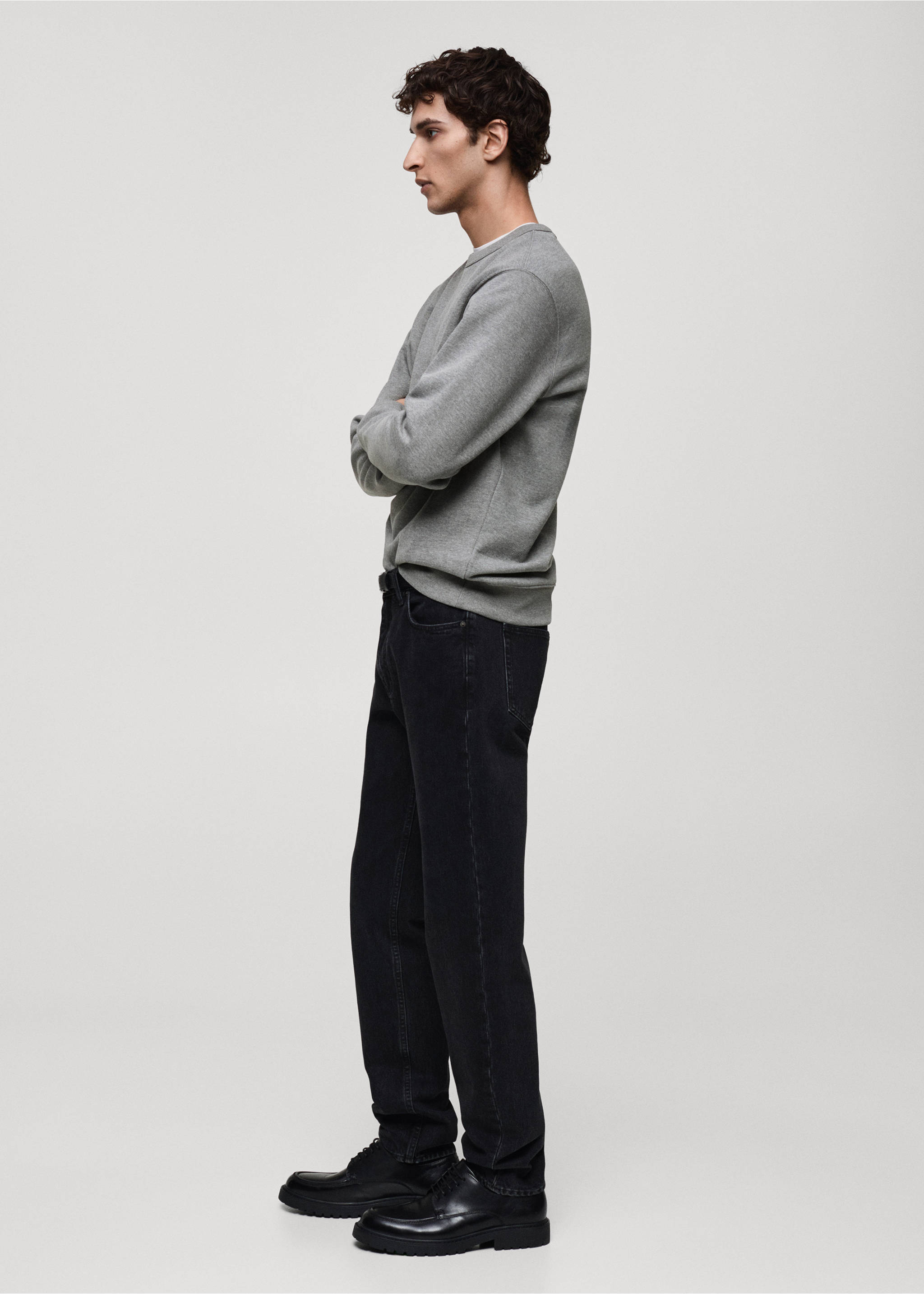 Regular-fit cotton sweatshirt - Details of the article 2, Medium Heather Grey. Ref: 87010620-00.