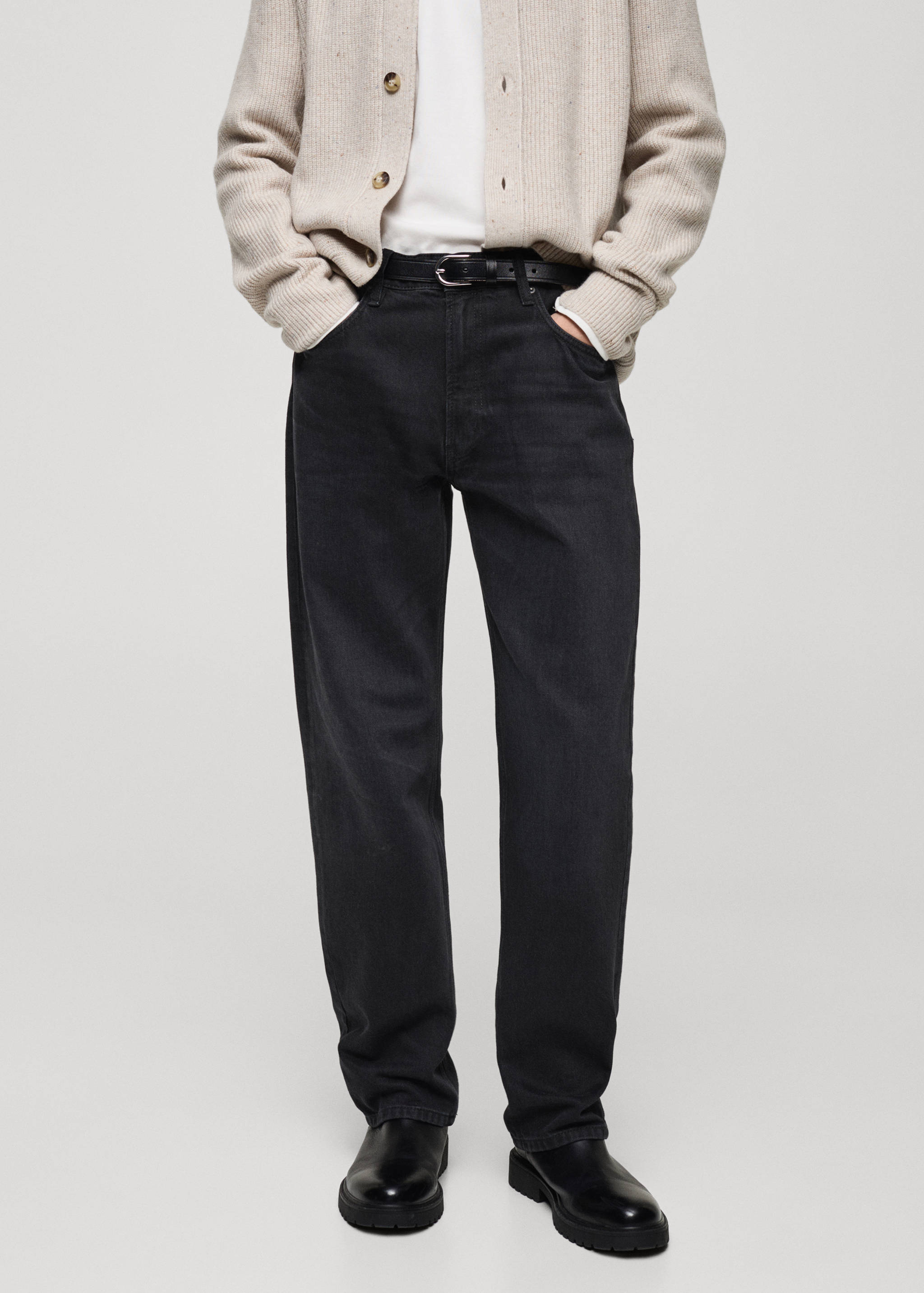 Moby straight-fit black jeans - Medium plane