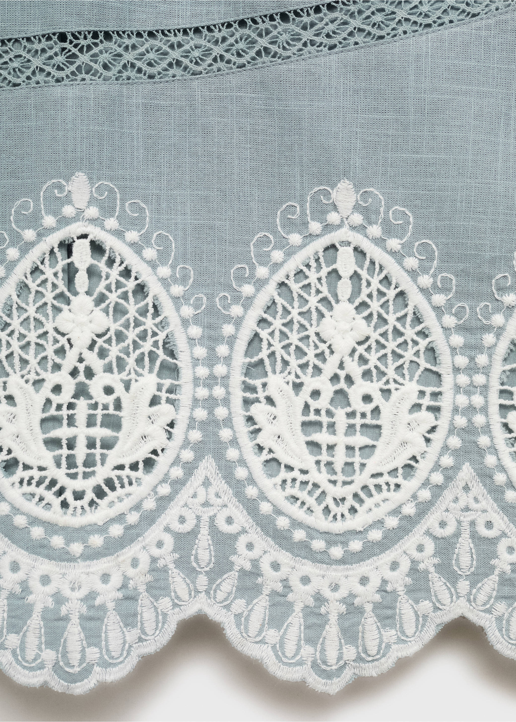 Cotton skirt with embroidered hem - Details of the article 8, Blue. Ref: 87010628-00.