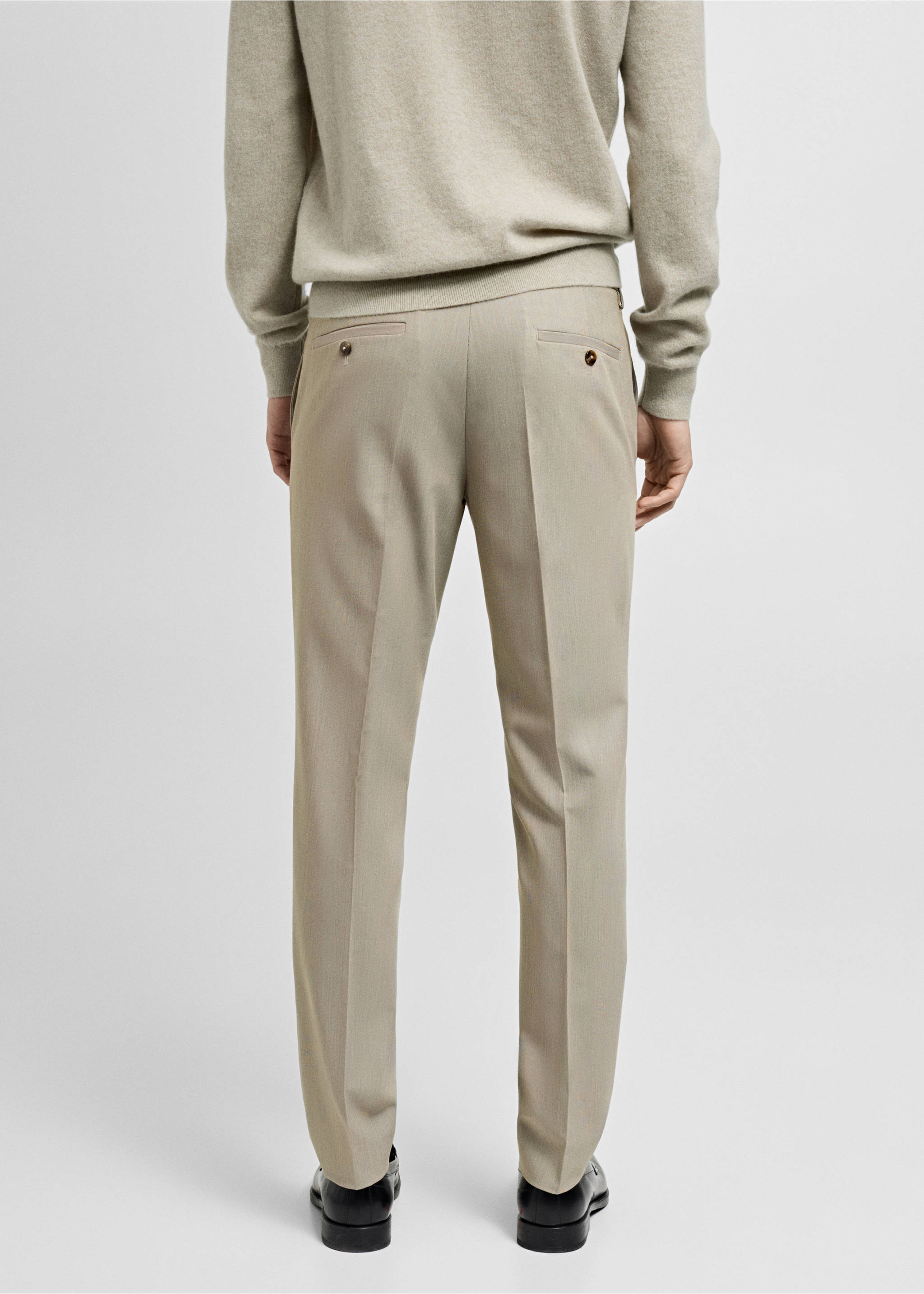 Süper slim fit streç kumaştan kumaş pantolon - Ürünün arkası, Bej. Ref: 87010630-00.