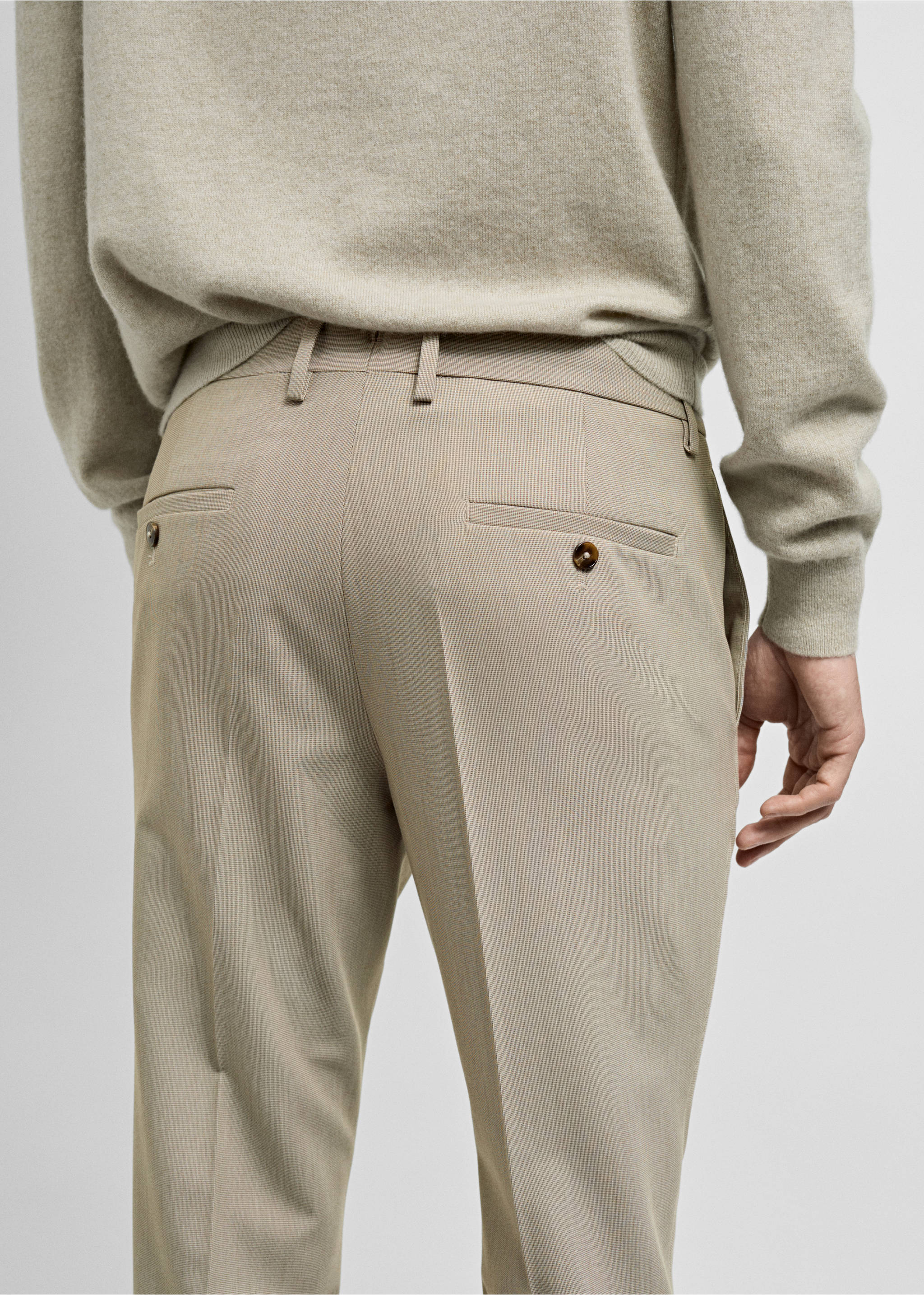 Süper slim fit streç kumaştan kumaş pantolon - Ürün detayı 2, Bej. Ref: 87010630-00.