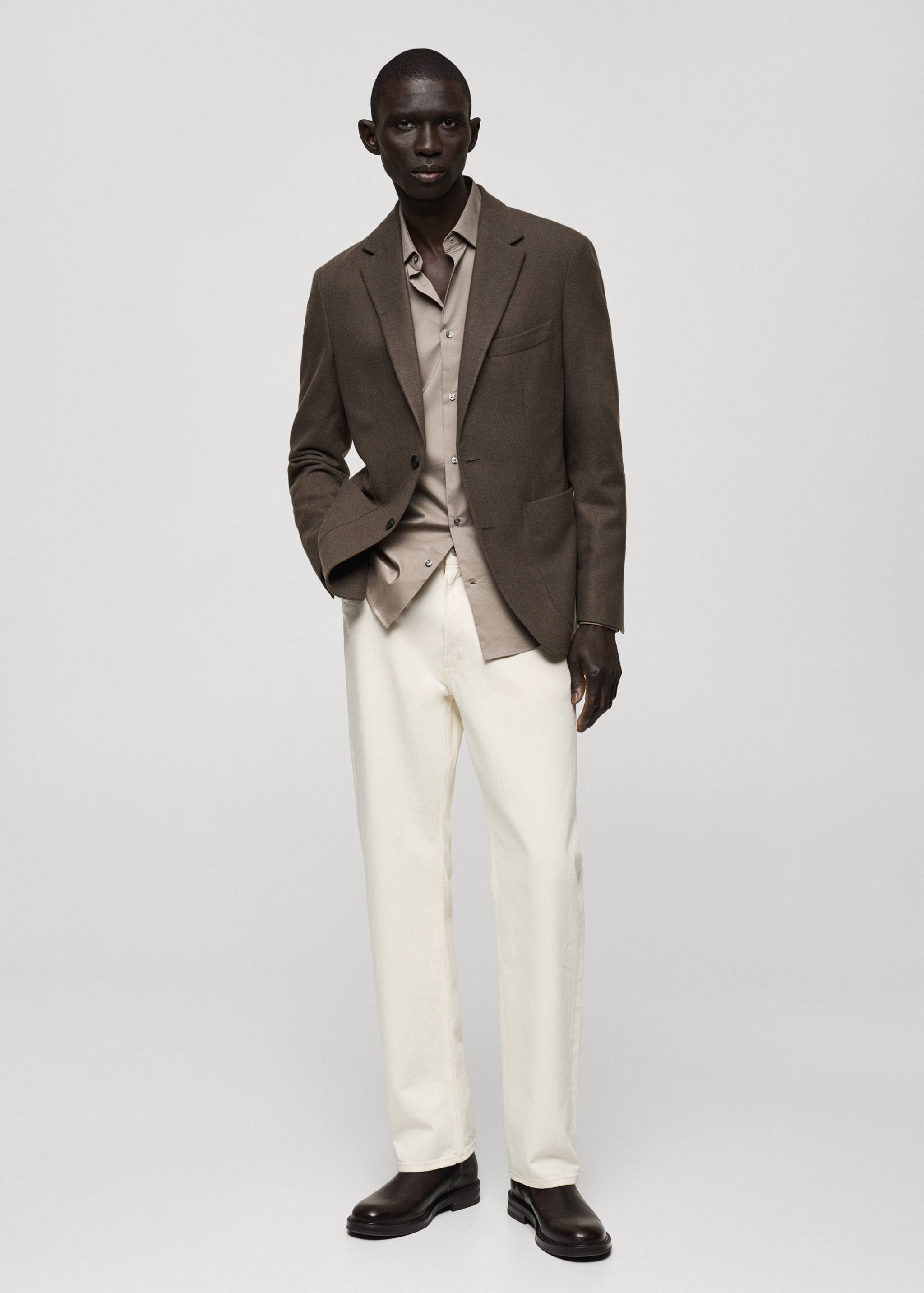 Slim fit wool blend blazer - General plane