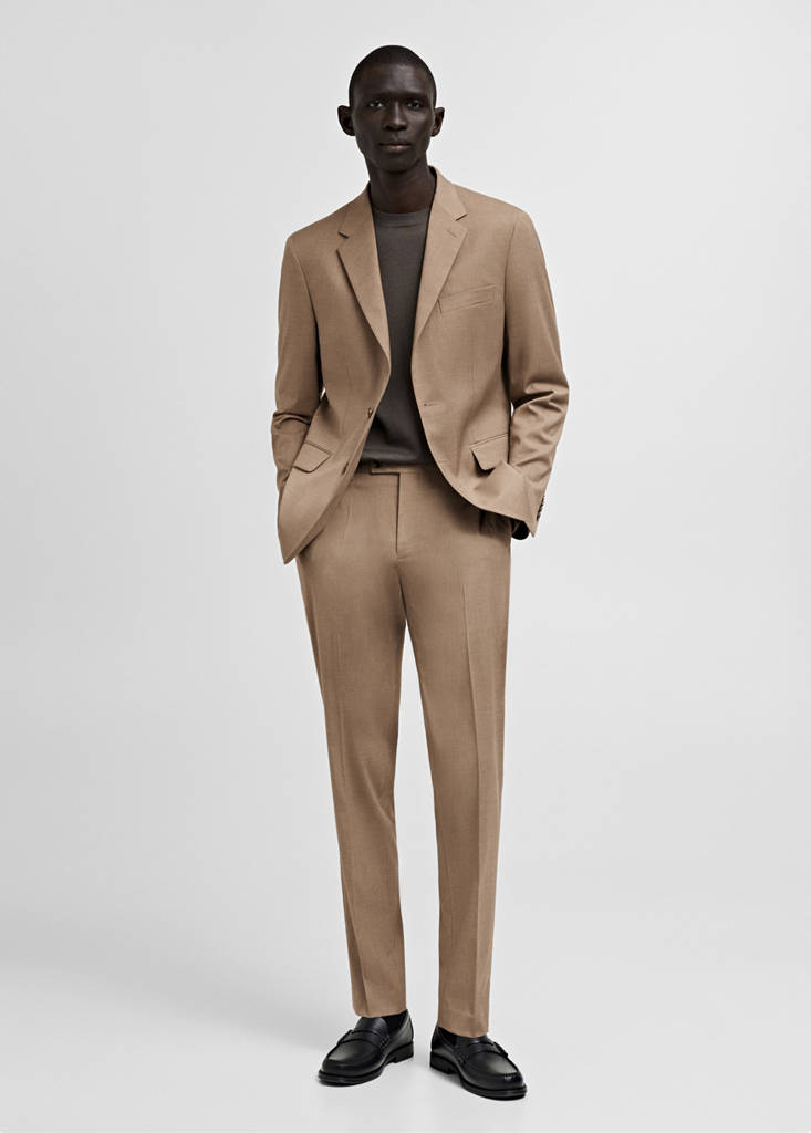 Milan slim-fit suit jacket — Beige
