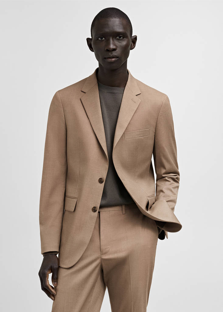 Milan slim-fit suit jacket — Beige