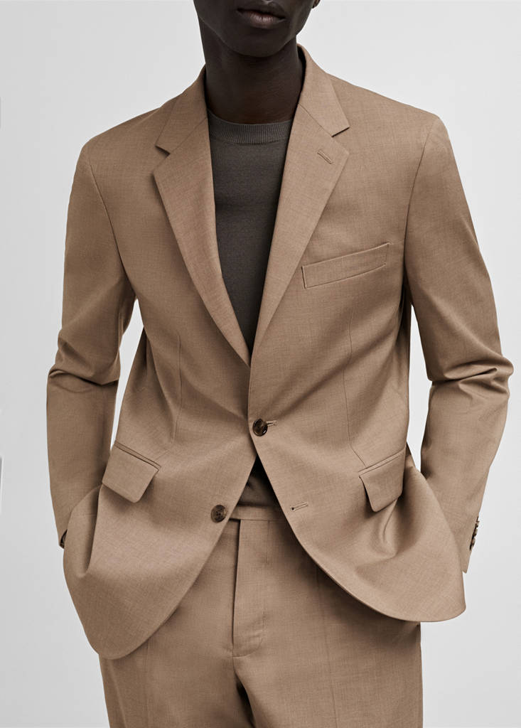 Milan slim-fit suit jacket — Beige