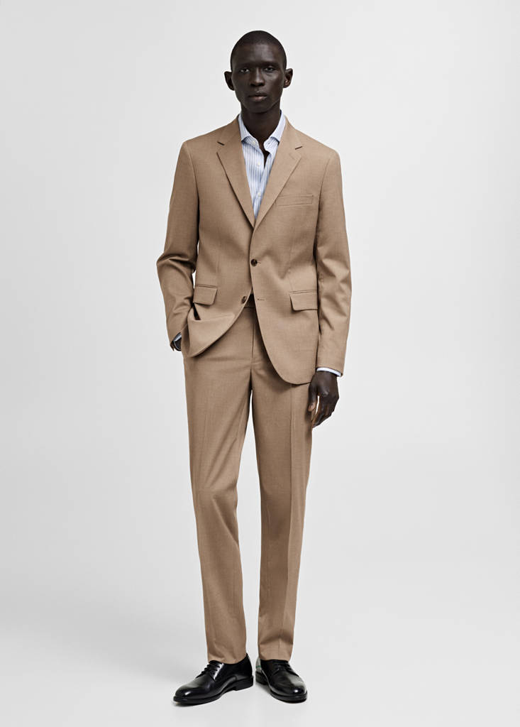 Milan slim-fit suit jacket — Beige