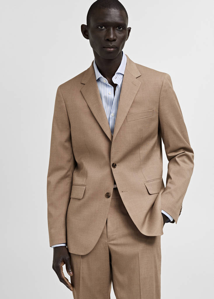 Milan slim-fit suit jacket — Beige