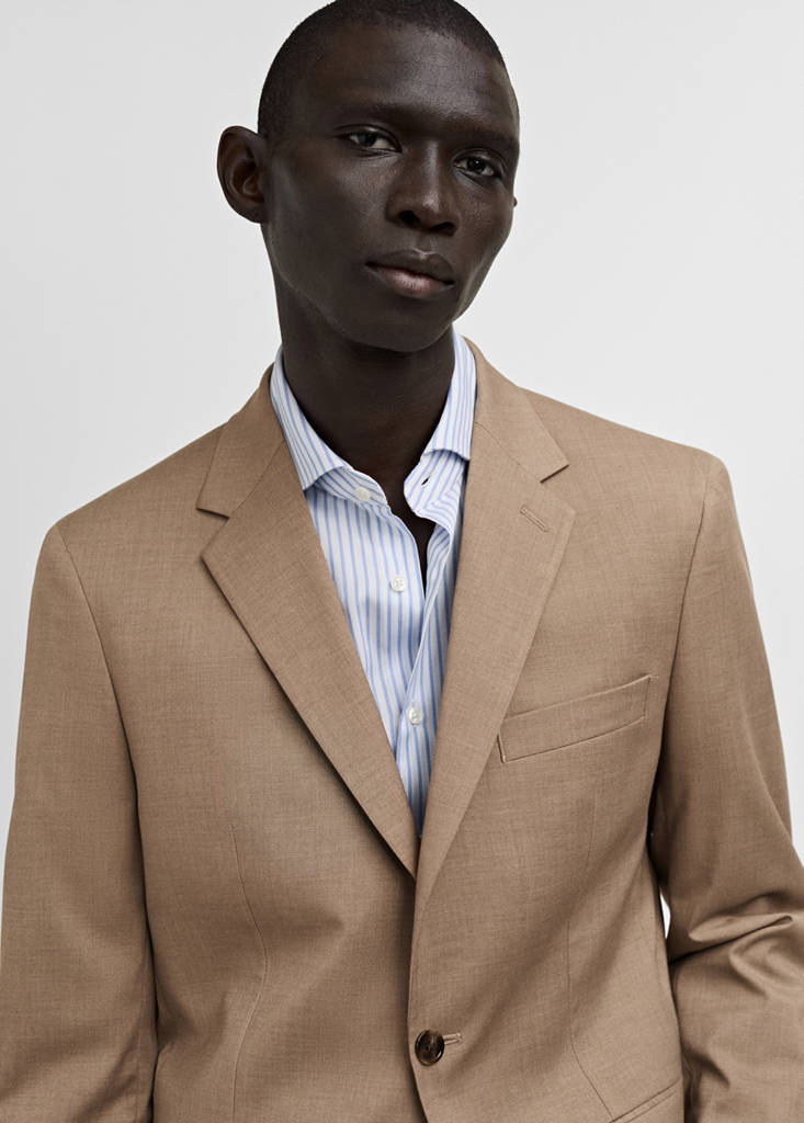 Milan slim-fit suit jacket — Beige