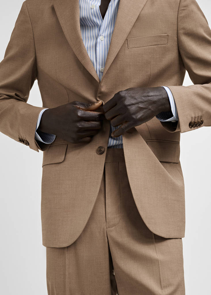 Milan slim-fit suit jacket — Beige