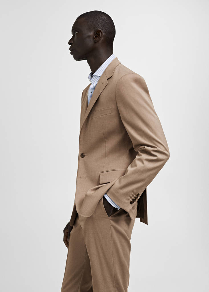 Milan slim-fit suit jacket — Beige