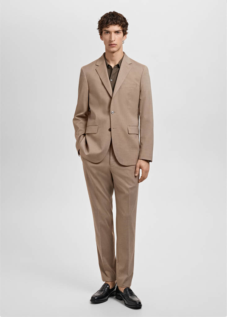 Milan slim-fit suit jacket — Beige
